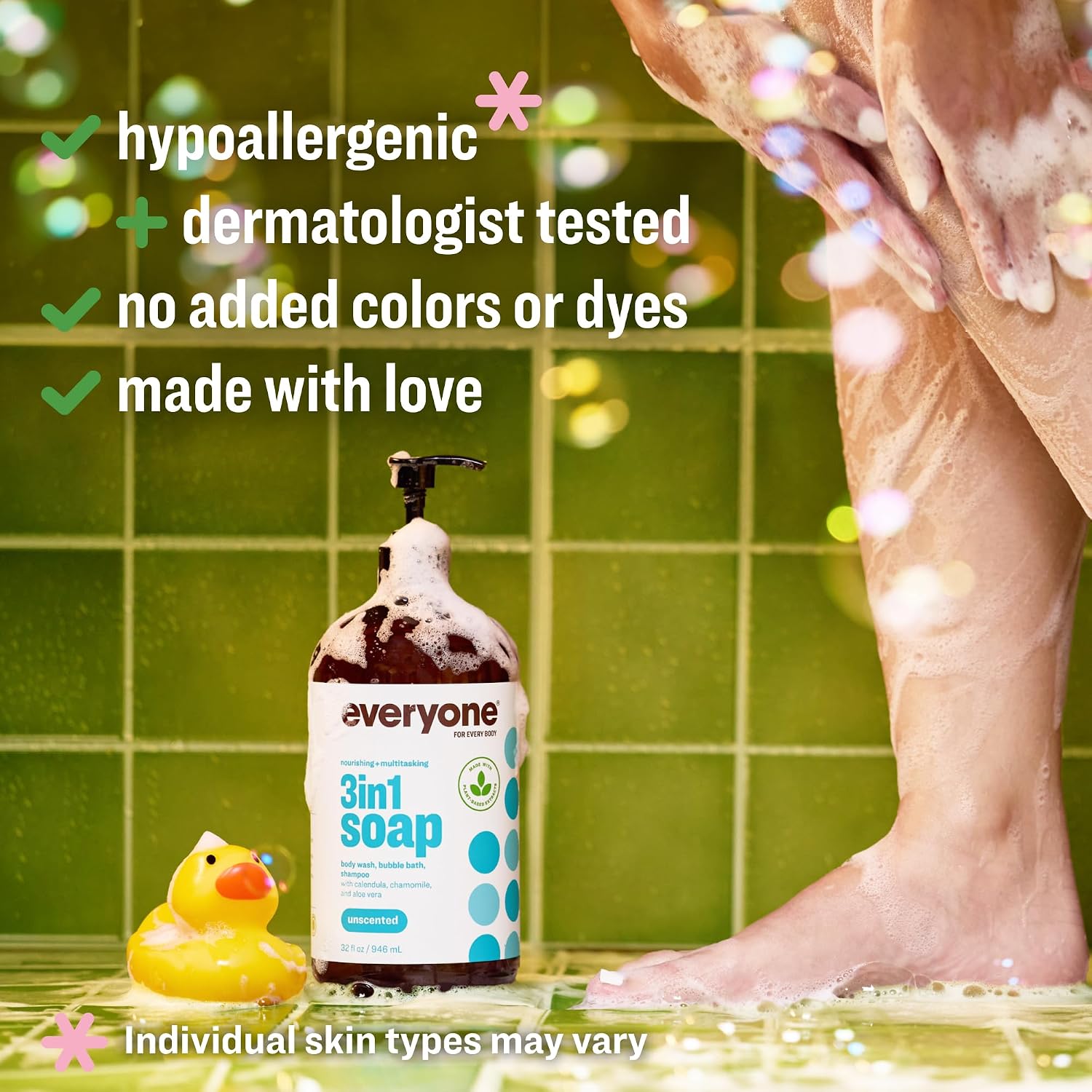 Everyone 3-in-1 Soap Body Wash Bubble Bath Shampoo Coconut Lemon 32oz 2pk | Natural essential oil formula | body wash | shampoo | bubble bath in one | coconut lemon scent | bulk value 2-pack