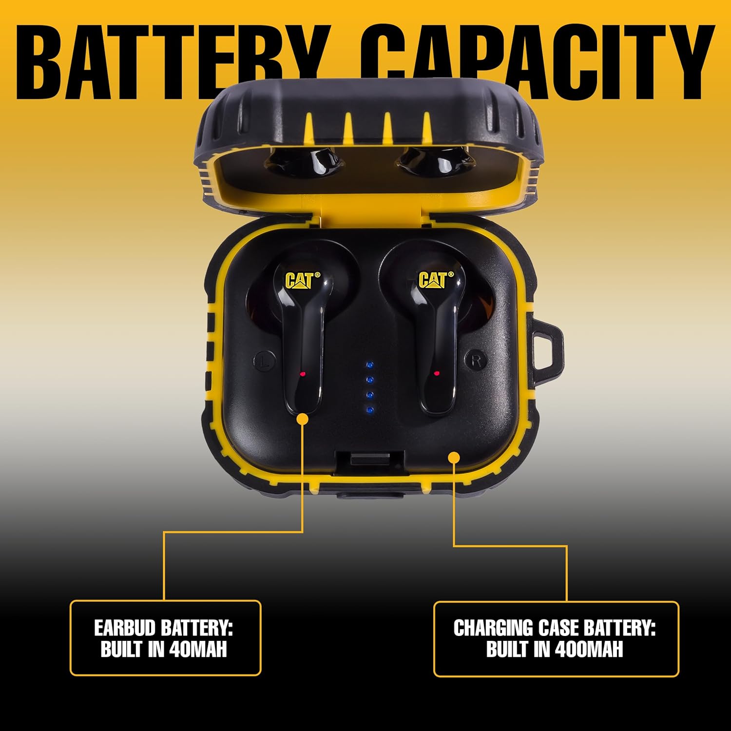 CAT Bluetooth Noise Canceling Ear Buds - Rugged Wireless Work Earbuds, Bluetooth Work Headphones, Dust Proof, Shock Proof, Water Resistant