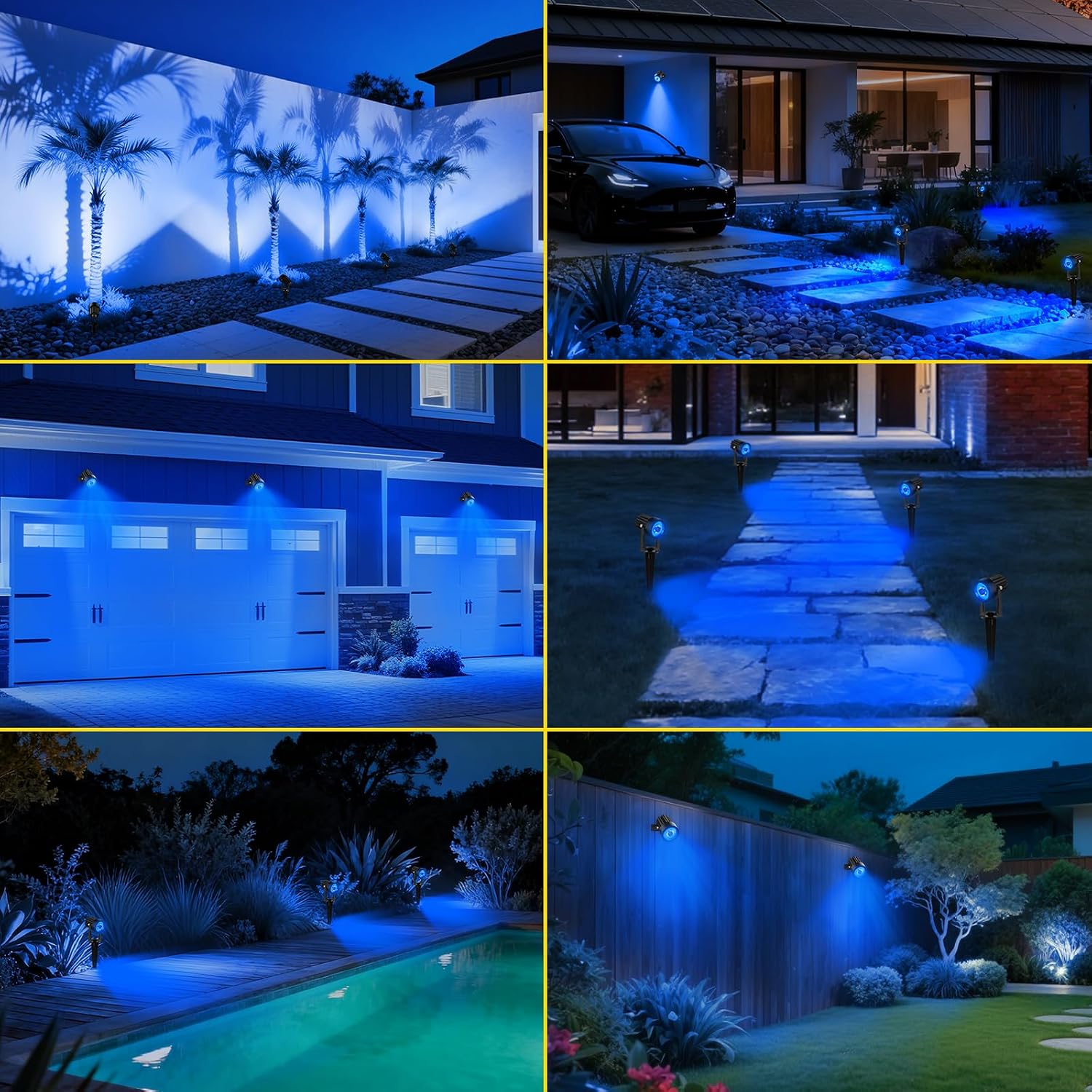 T-SUN Solar Spot Lights Outdoor, Dual Head Solar Spotlights, Cool White | IP65 Waterproof, 2 Brightness Modes, Dusk to Dawn Solar Uplights for Garden, Yard, Pathway, Patio, Lawn