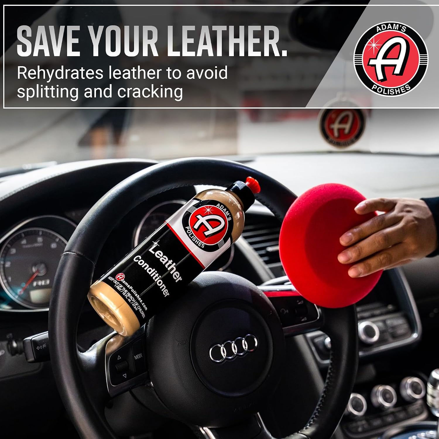 Adam's Polishes Leather Care Kit - Leather Cleaner & Conditioner Car Cleaning Supplies | UV Protection for Interior Accessories Steering Wheel Seat
