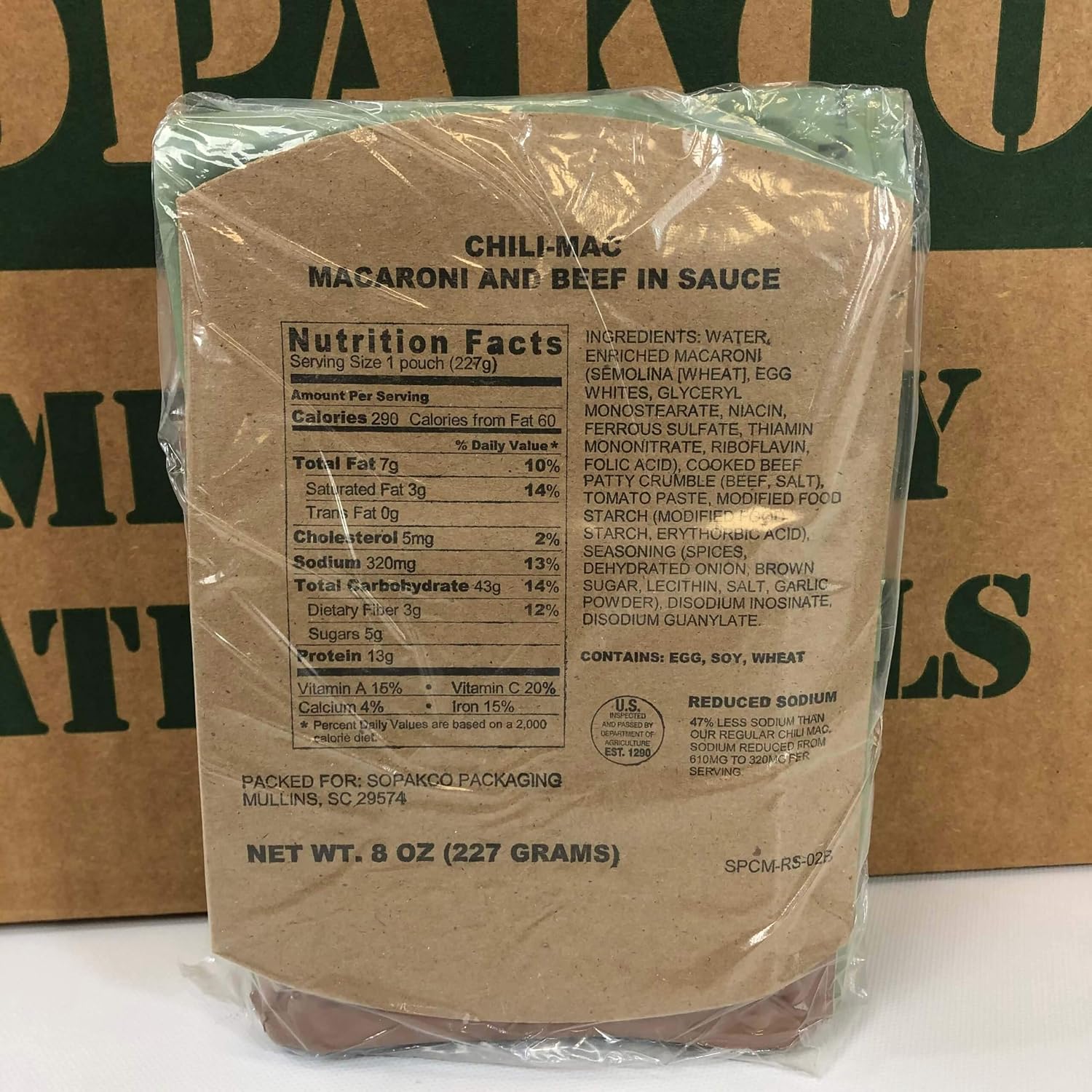 Sopakco MRE Meals Ready-to-Eat 14ct Case 10/20 Inspect Lot 7280 Reduced Sodium