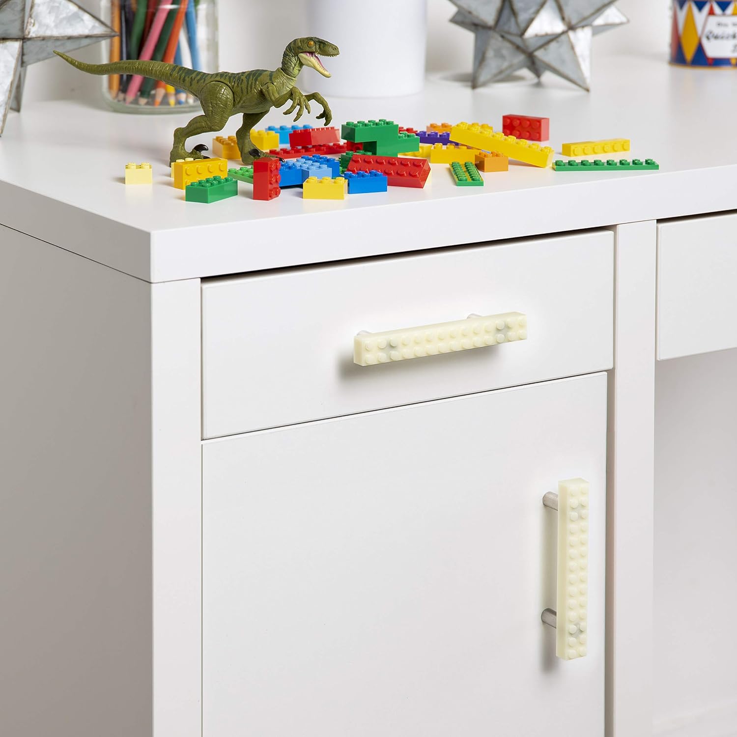 Set of 2 Build-On Brick Drawer Pulls (Green)