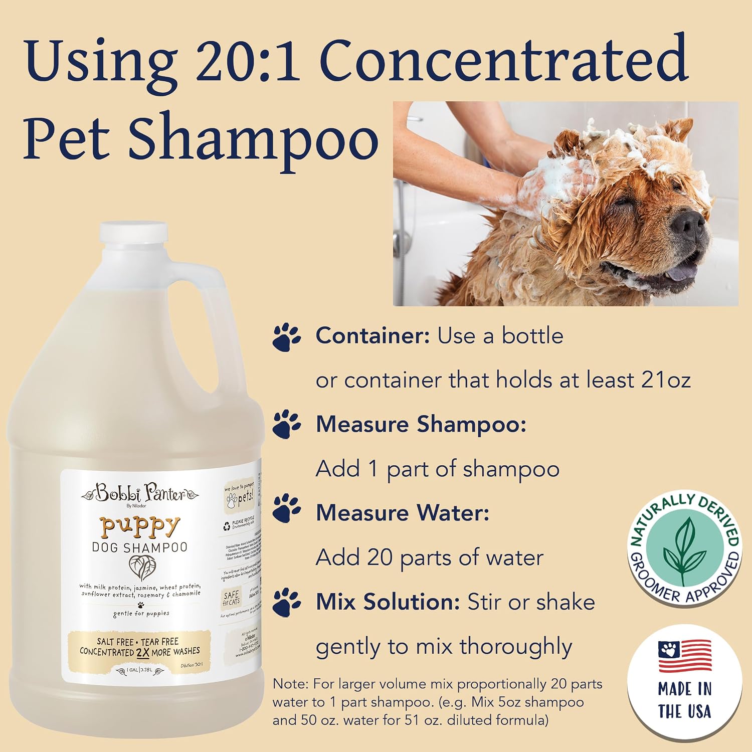 Bobbi Panter Soothing Dog Shampoo Tea Tree, Lavender, Cucumber & Oat Protein – Natural Formula for Sensitive Skin & Irritation Relief, Tear-Free, 30:1 Concentrate, Made in USA, 14 oz