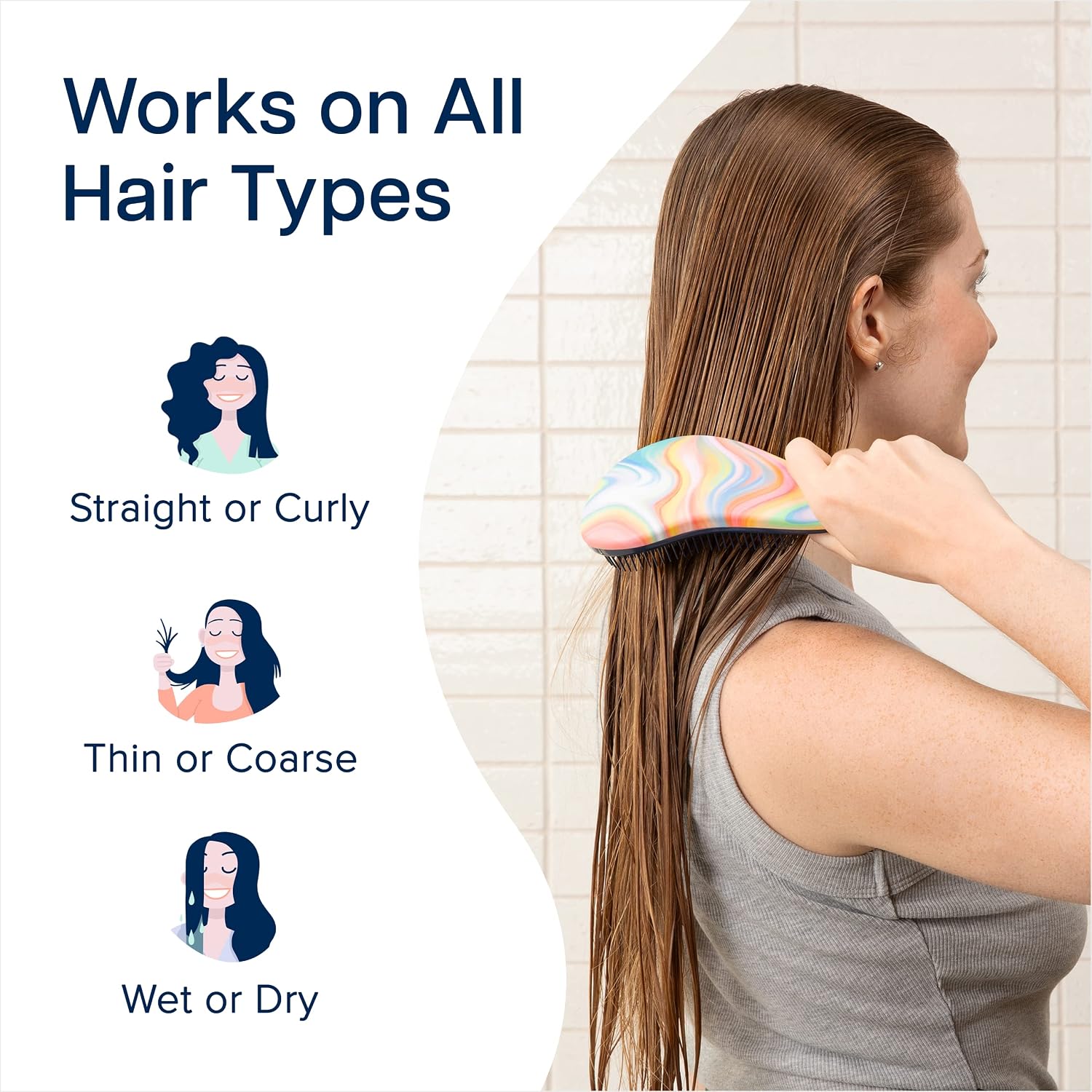 Crave Naturals Glide Thru Hair Brush - Detangler Brush for Curly, Straight, Wet or Dry Hair - Gentle Detangling Brushes for Adults, Kids, Toddlers - Hair Accessories for Women, 7.5x3" - Pink