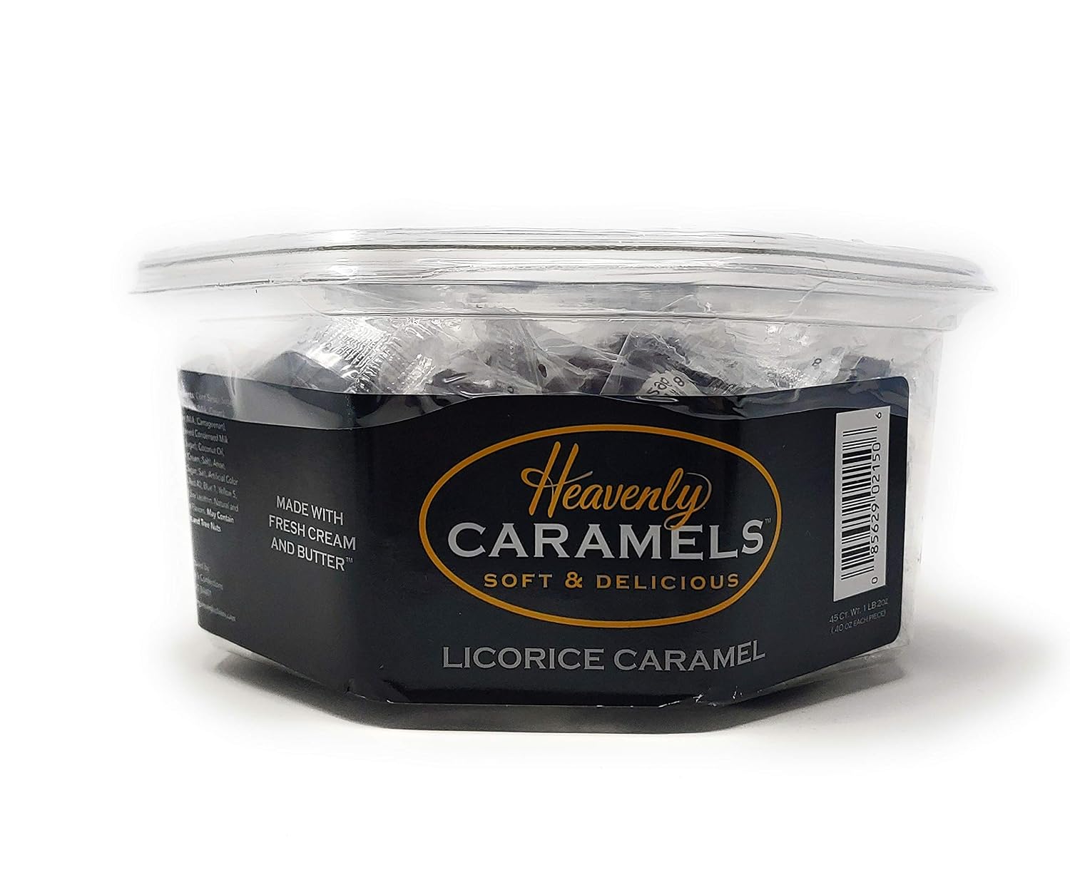 J Morgan Confections Heavenly Caramels, Butter Flavor (1 lb. 2 oz, 45 ct, Single-Pack); Gourmet, Artisan Soft and Chewy Butter Caramel Candies, Creamy and Smooth, Hand-Crafted Golden Treats