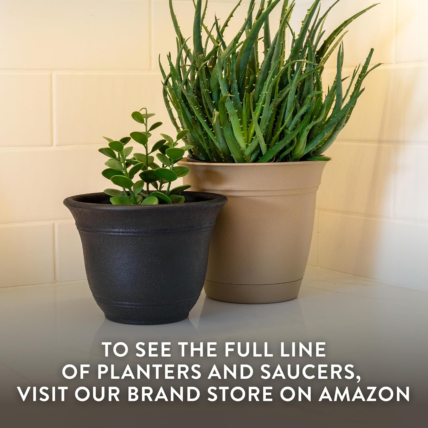 The HC Companies Sierra Round Self-Watering Pot - Lightweight Plastic Planter for Herbs & More - Durable Plant Pots for Indoor Plants & Outdoor Plants (13” Rustic Redstone, Pack of 1)