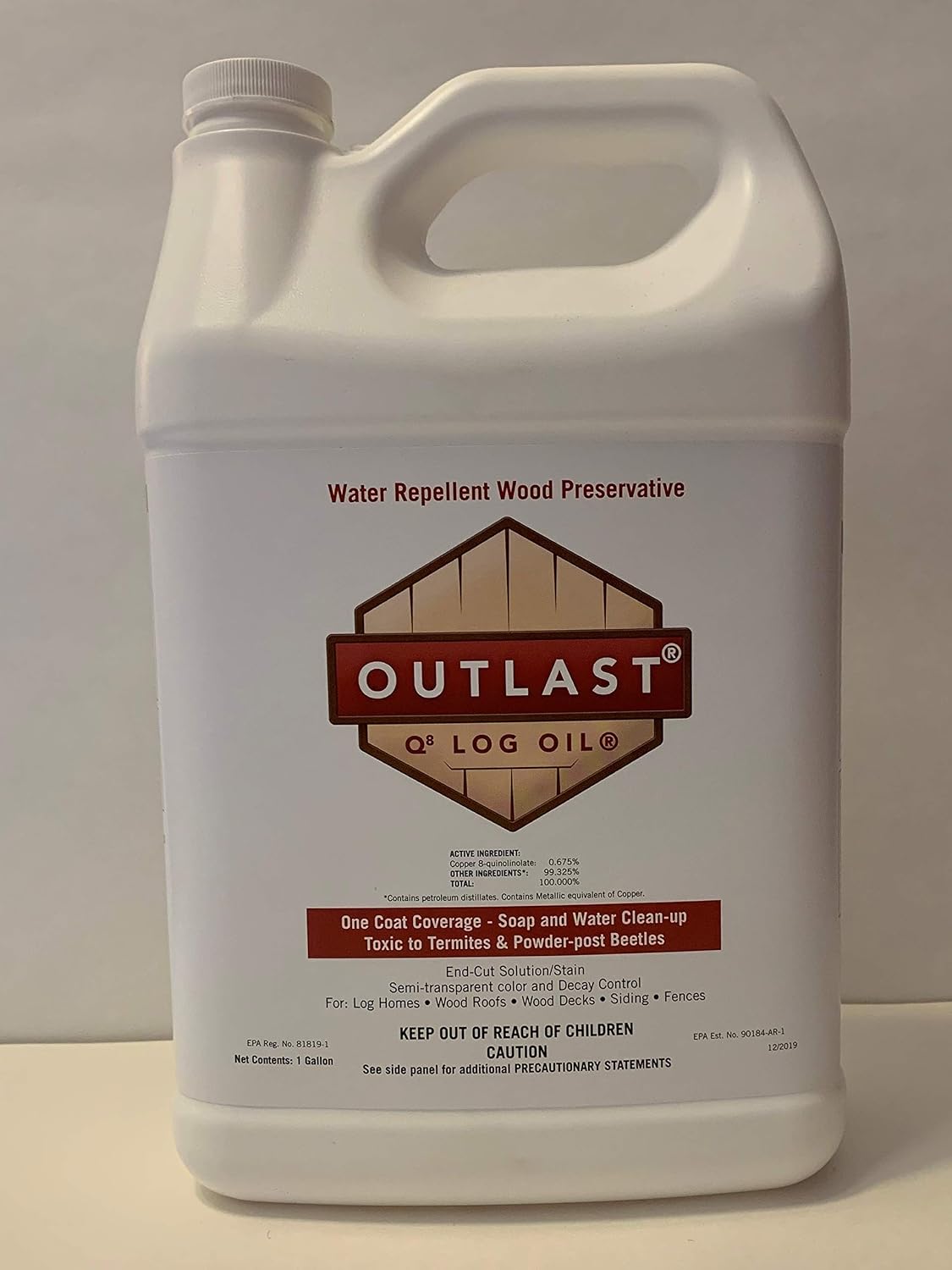 Outlast - Q8 Log Oil Wood Preservative for Decks, Log Homes, End Cuts, & More - Natural - 5 Gallon