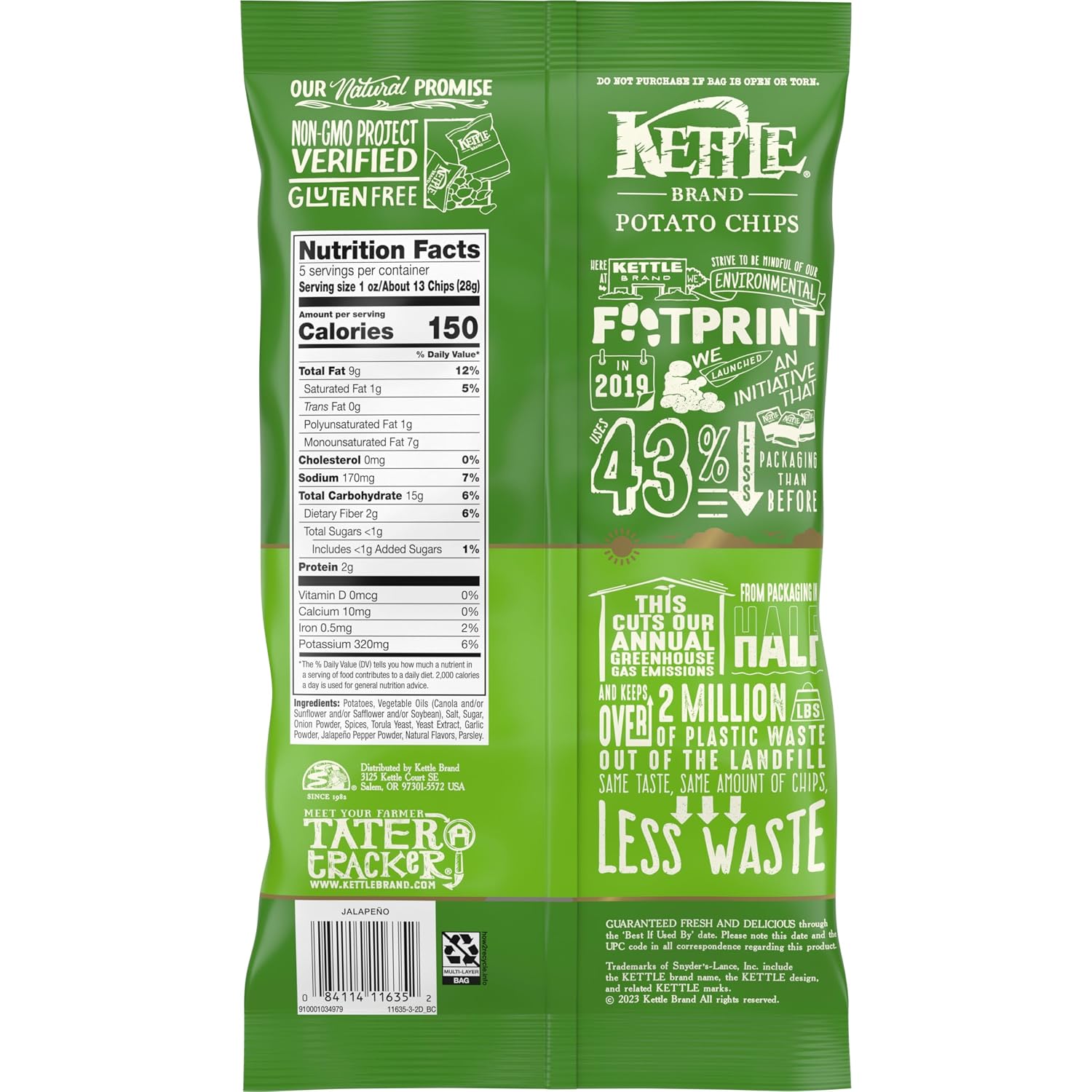 Kettle Foods Chip Potato Nat Jalapeno, 5 oz