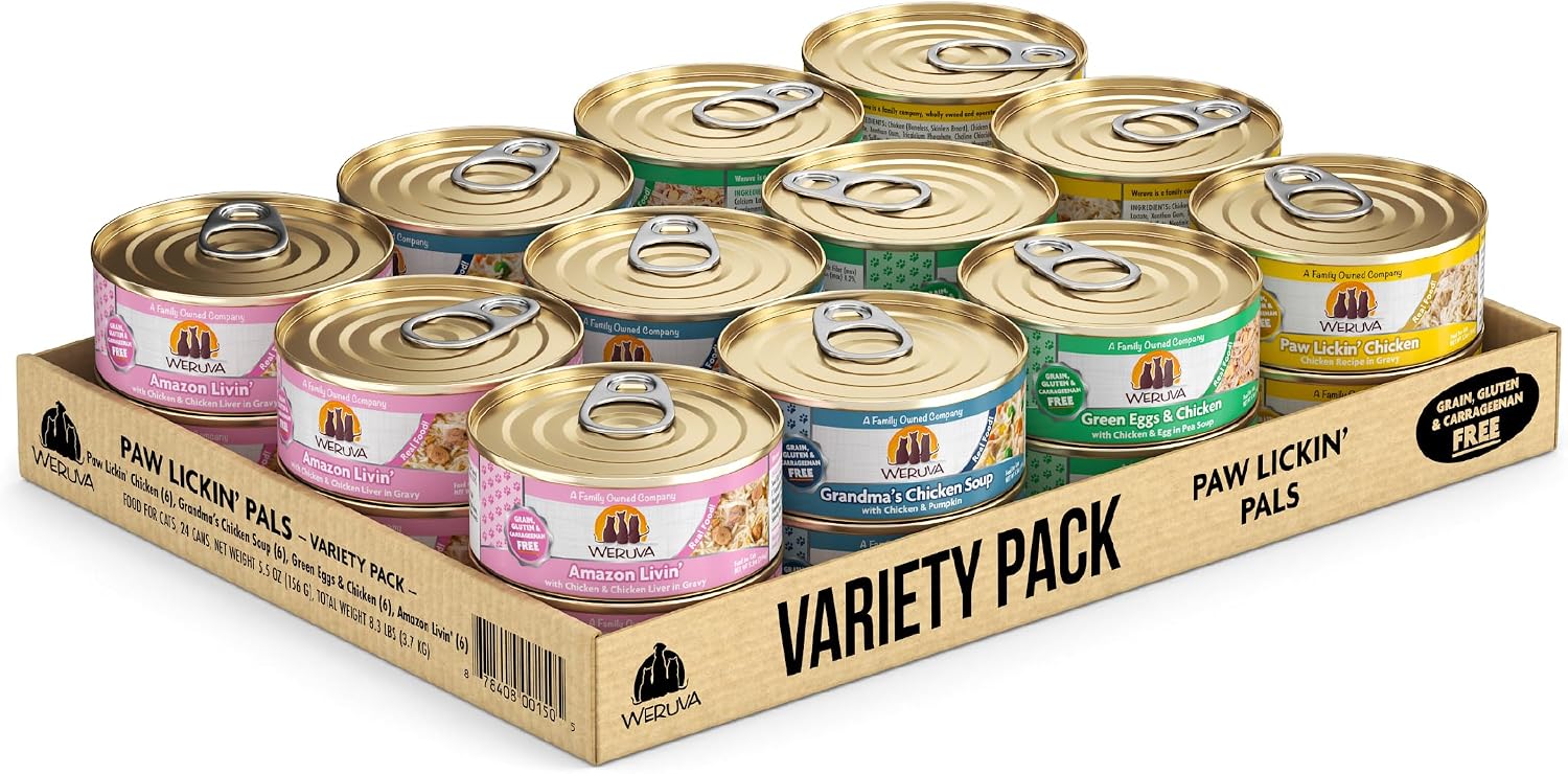 Weruva Classic Cat Food, Paw Lickin’ Chicken with Chicken Breast in Gravy, 3oz Can (Pack of 24)