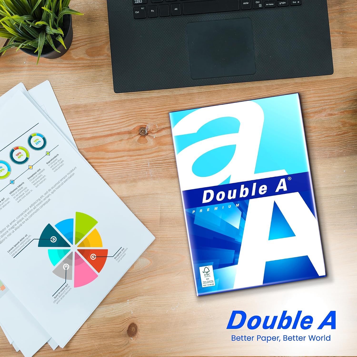 Double A Printing Paper A4 - 500 Sheets - 80GSM- Dimensions 8.3" x 11.7" - White
