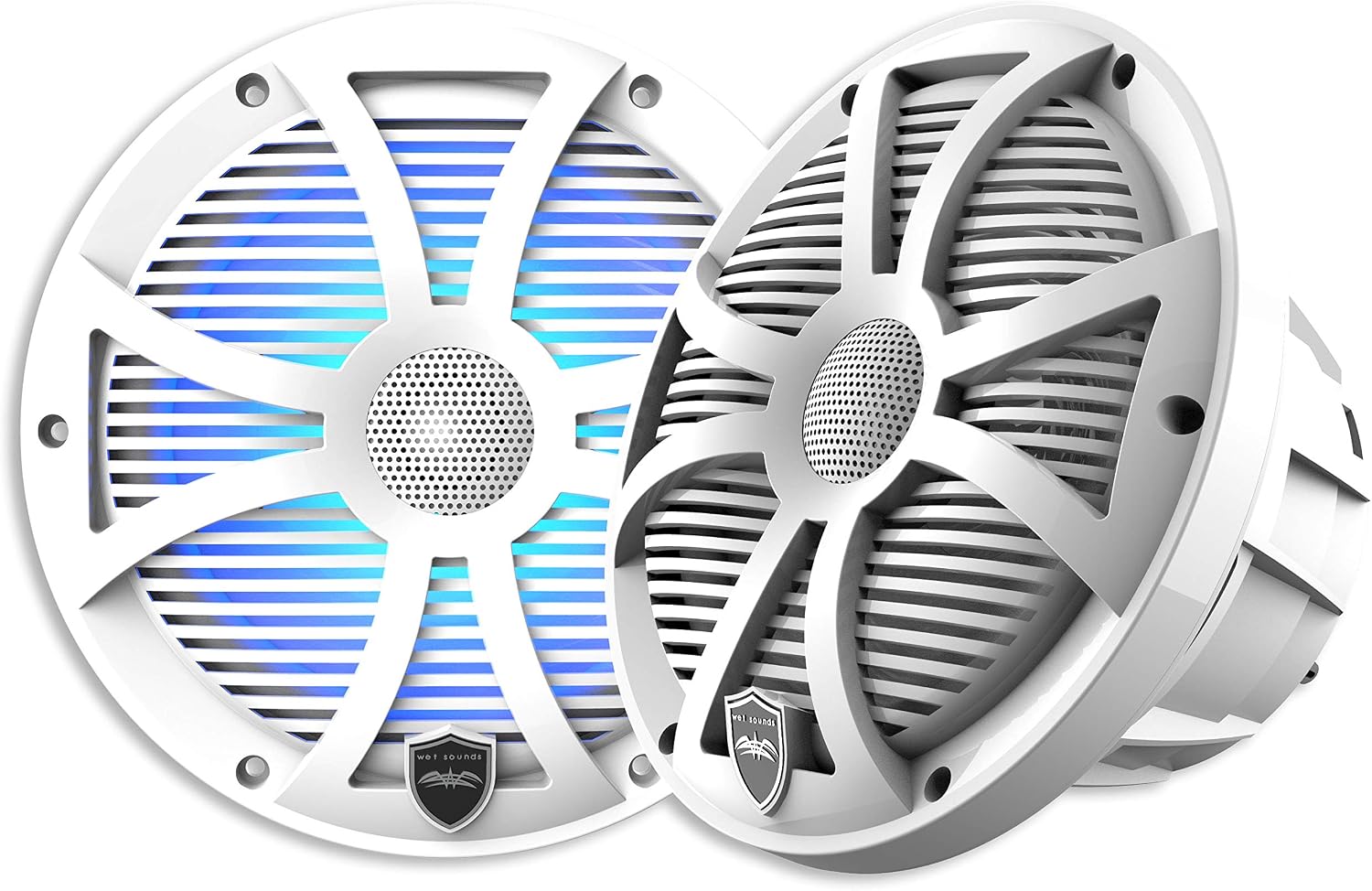 wet sounds | REVO 8-SWW | High Output Component Style 8" Marine Coaxial Speaker with RGB Backlighting and Enclosed White SW Grille