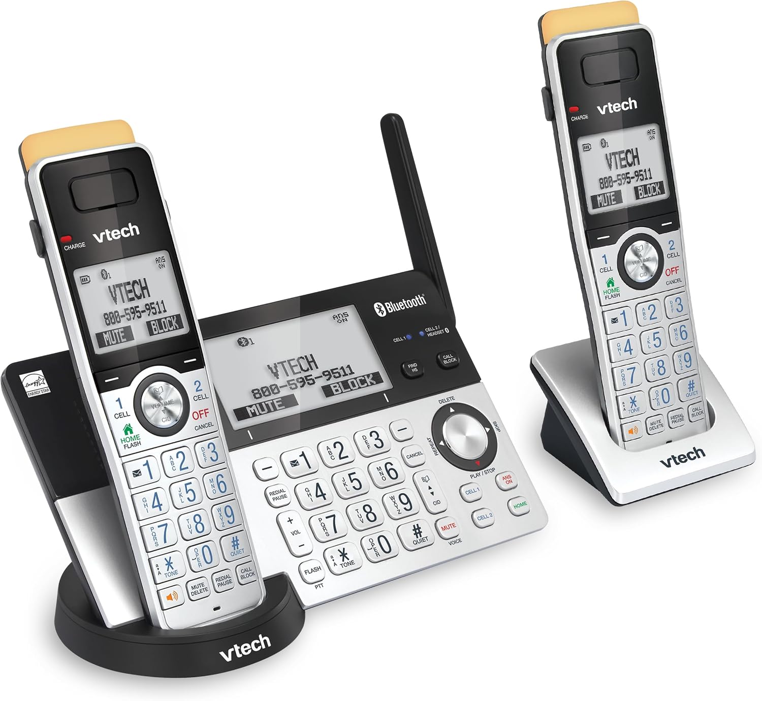 VTech IS8151-5 Super Long Range 5 Handset DECT 6.0 Cordless Phone for Home with Answering Machine, 2300 ft Range, Call Blocking, Bluetooth