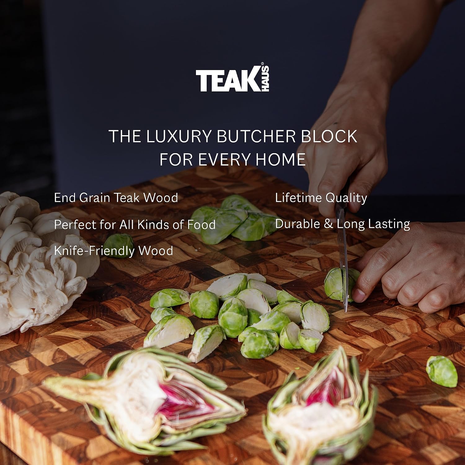 Teakhaus Butcher Block Carving Board - Large Extra Thick Cutting Board with Juice Groove - Holiday Gift Ideas for Men and Women - Gift-Ready End Grain Wood, Knife Friendly - FSC Certified