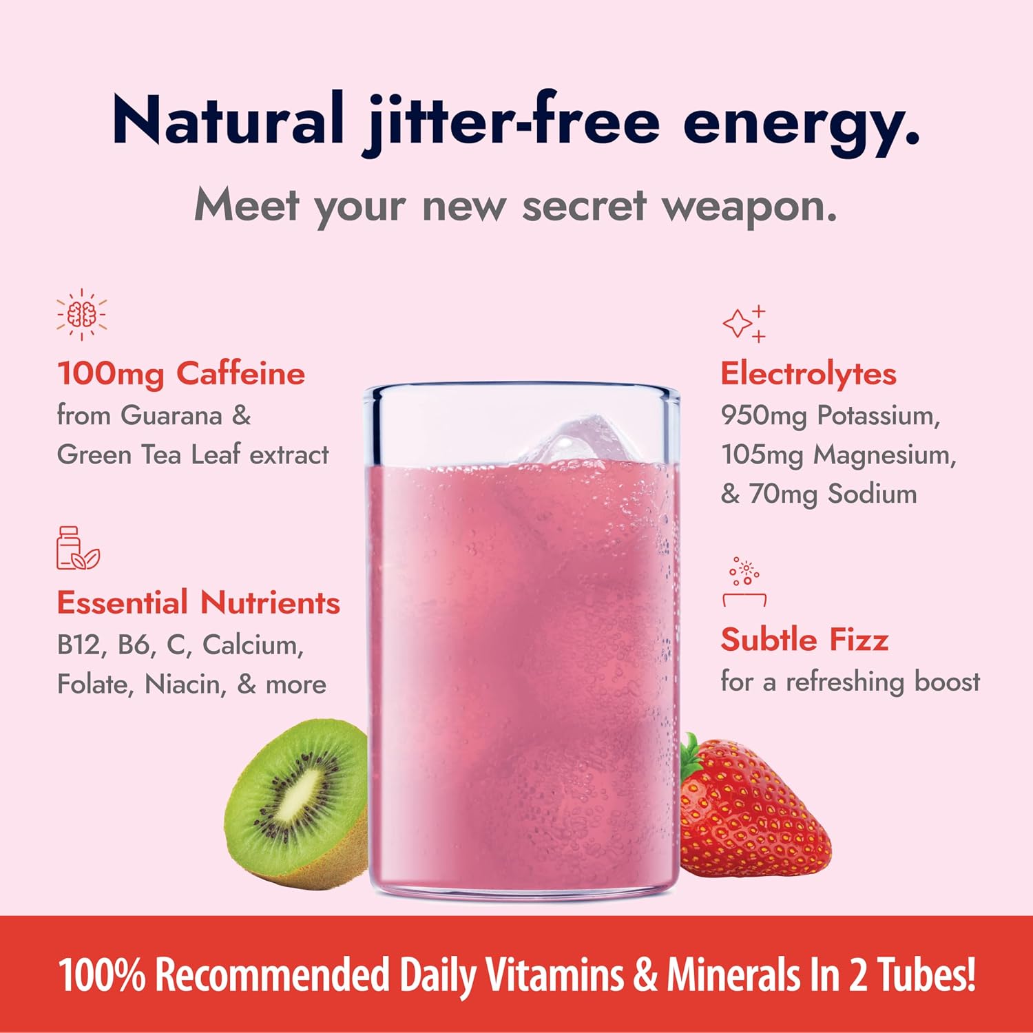 Zipfizz Energy Drink Powder, 20 Pack B12 Electrolyte - Pink Lemonade | Hydration tubes with vitamin drink benefits, 100mg caffeine, B12, electrolytes, & no artificial sugar for active lifestyle