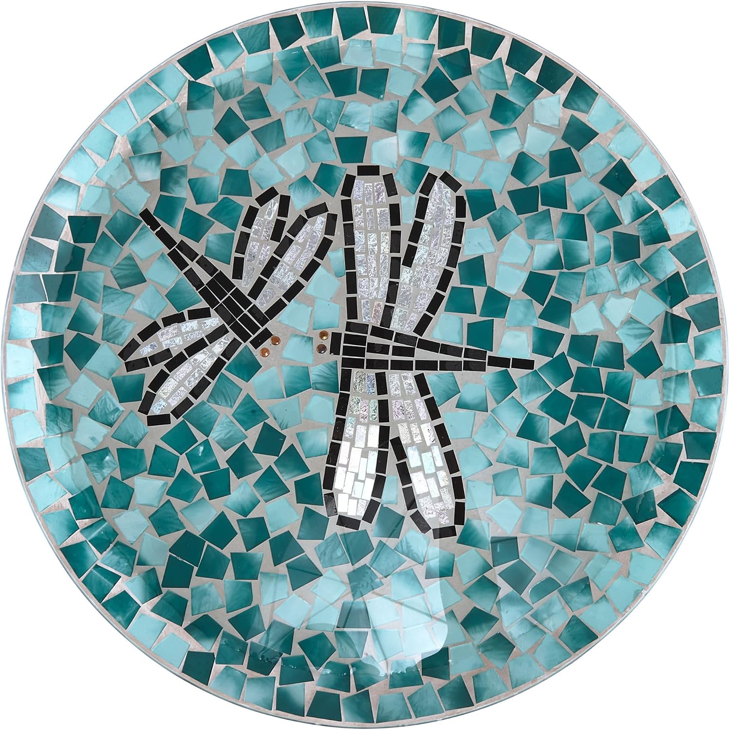 Alpine Corporation 24" Tall Outdoor Floral Mosaic Glass Birdbath with Metal Stand and Detachable 18 Inch Diameter Bowl, Garden Decor