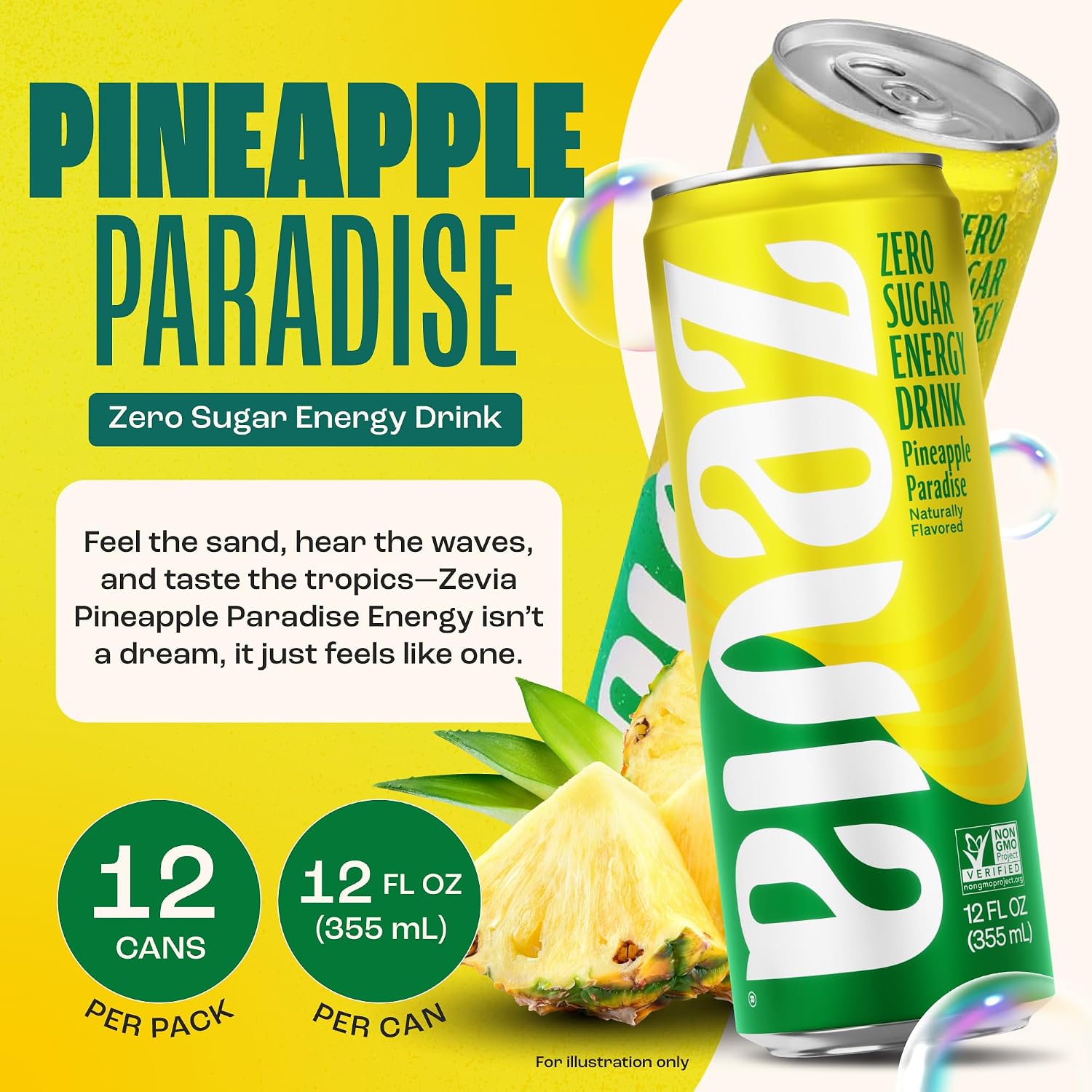 Zevia Zero Sugar Energy Drink, Raspberry Lime, 12 oz Cans (12-Pack) – Naturally Sweetened, Zero Calorie Sugar Free Energy - Non-GMO Project Verified, Gluten-Free, Vegan