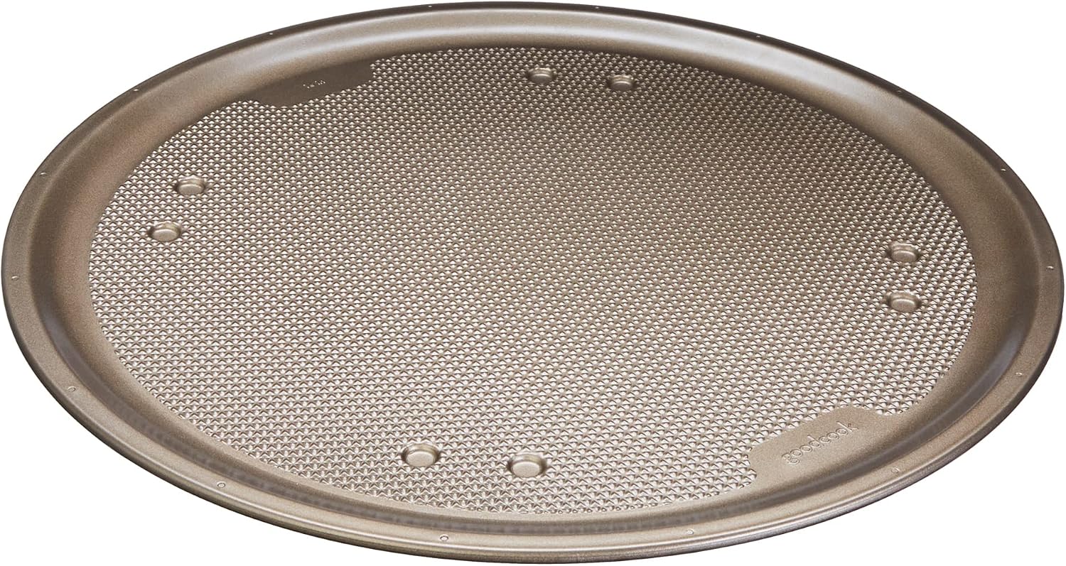 GoodCook Sweet Creations Nonstick Textured Pizza Pan, 16", Champagne Pewter
