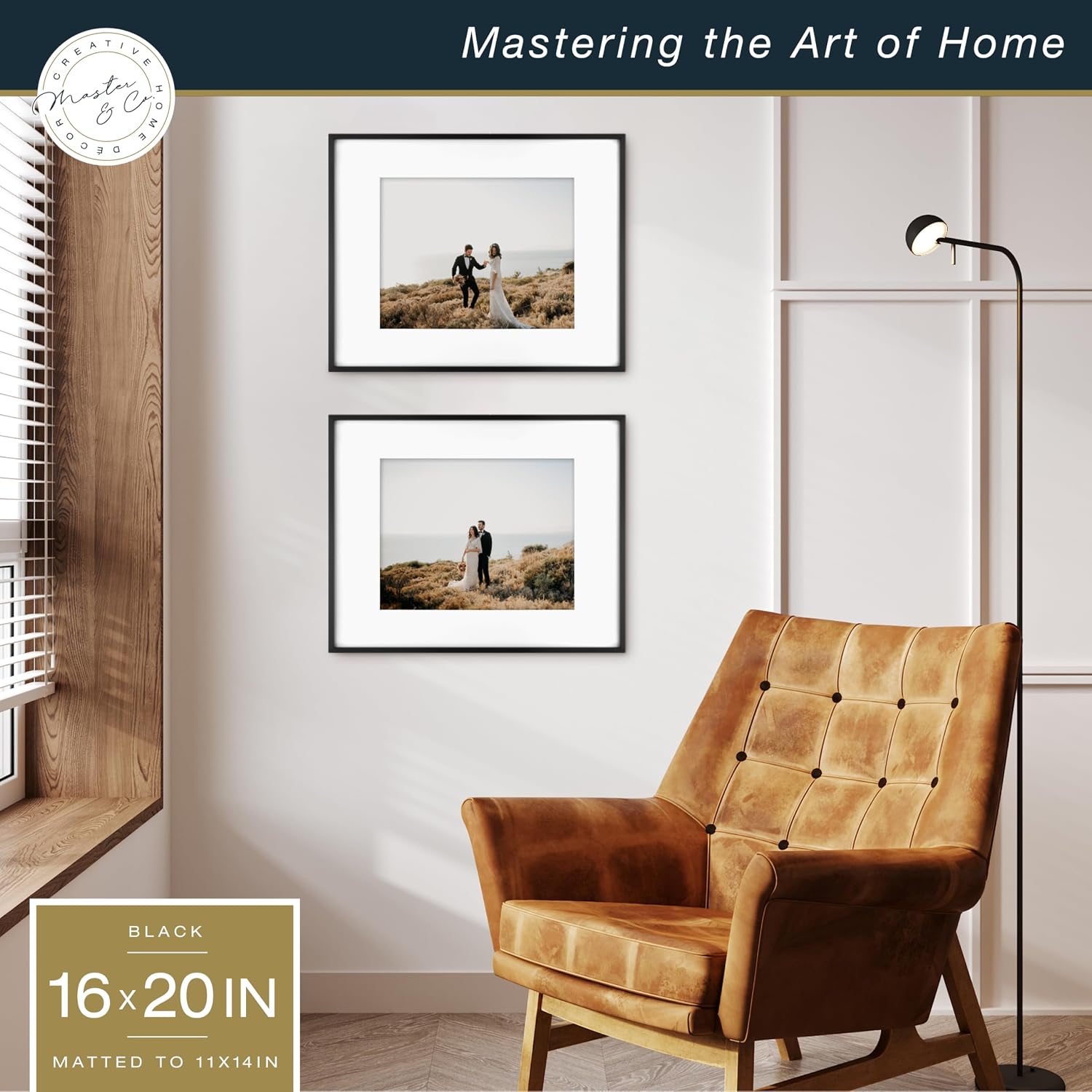 MCS Master & Co. Foundry Metal Picture Frame, 12x12 Matted to 8x8