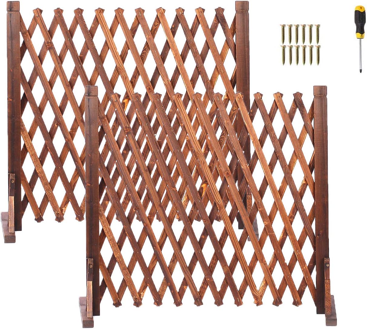 jxgzyy 2 Pack Expandable Wood Garden Fence Wooden Pet Gate Retractable Wooden Fence Gate Freestanding Wooden Fence Gate for Garden Patio Decorative