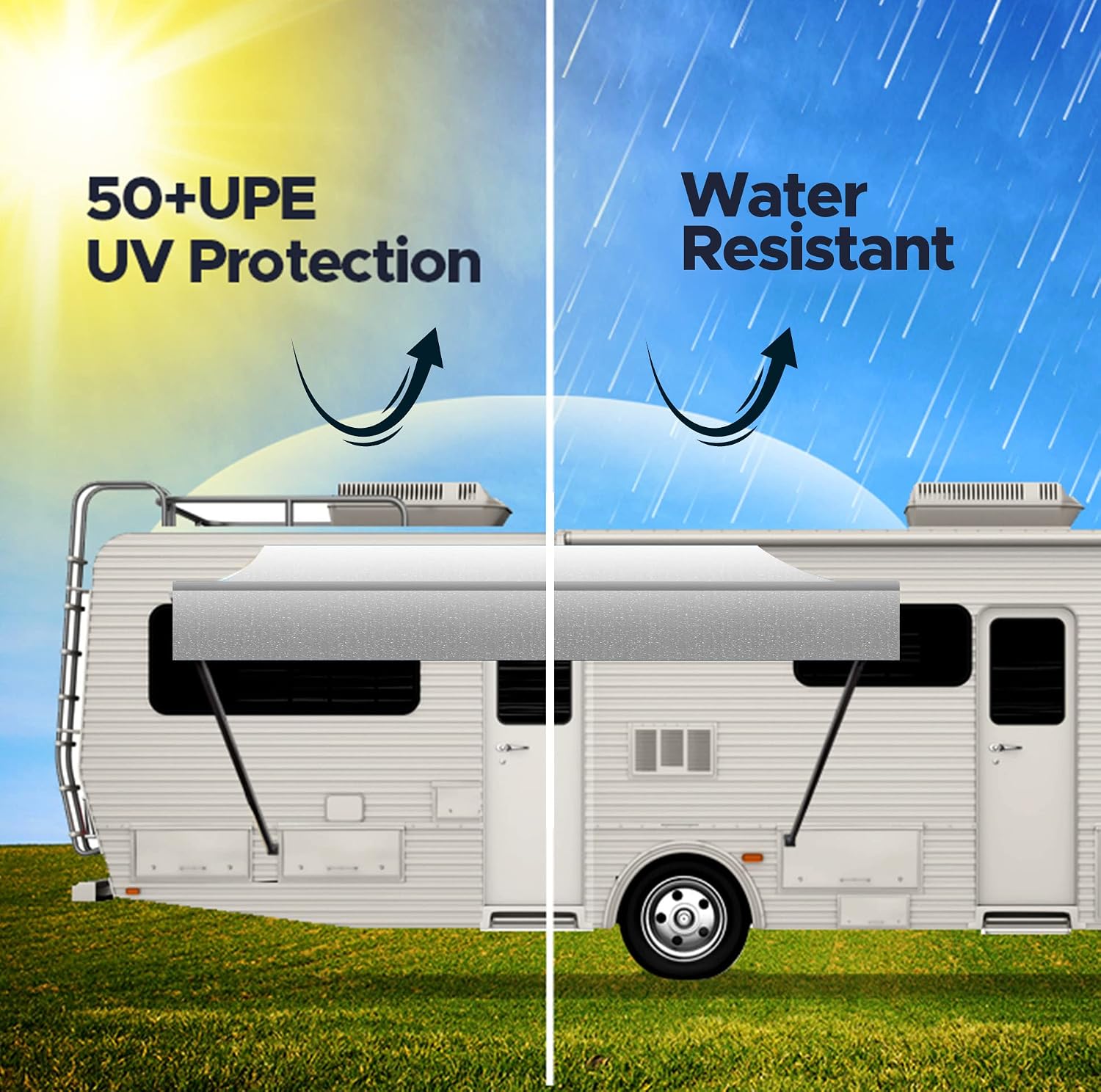SunWave Premium Vinyl RV Canopy | Awning Fabric Replacement (20', Grey Fade)