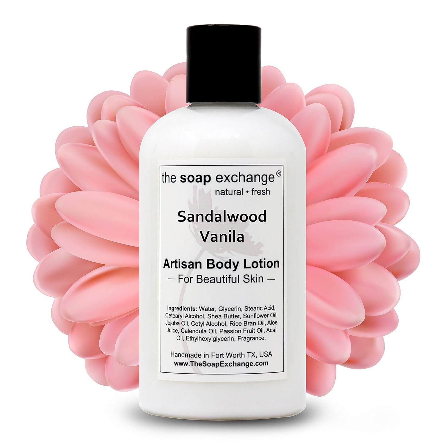 The Soap Exchange Body Lotion - Strawberries & Champagne Scent - Hand Crafted 8 fl oz / 240 ml Natural Artisan Skin Care for Hand, Face, & Body, Moisturize, Hydrate, & Protect. Made in the USA.