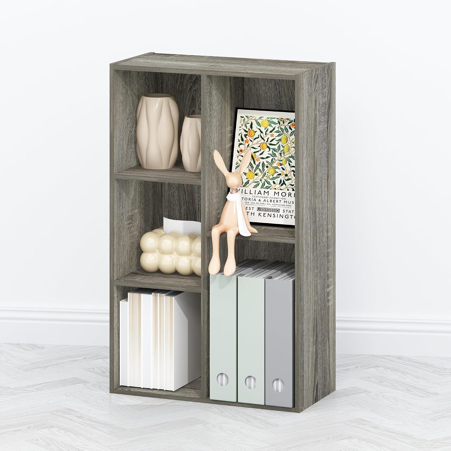Furinno Moretti 3-Tier Metal Frame TV Stand, French Oak Grey