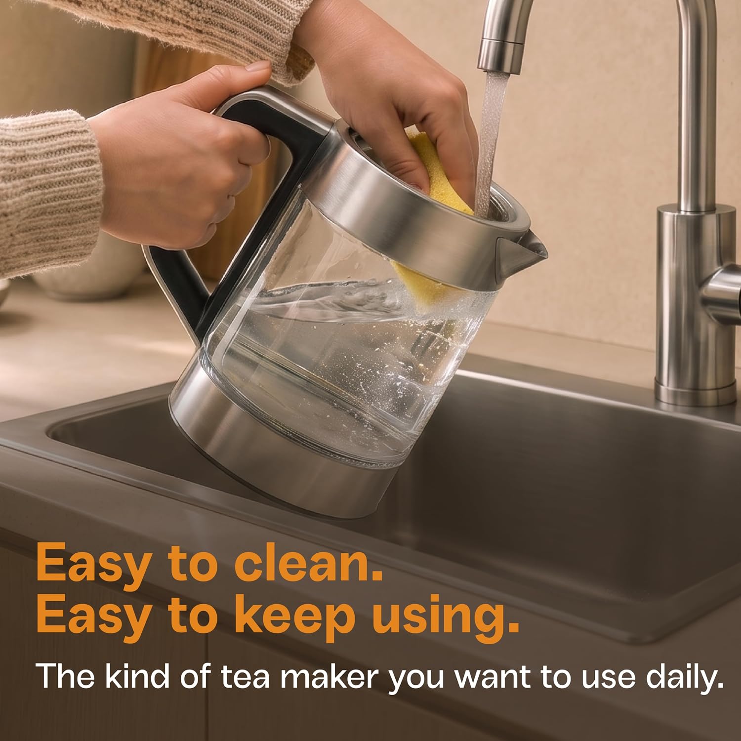 Viante Alba Electric Tea Kettle With Infuser, No Plastic, 1.5L