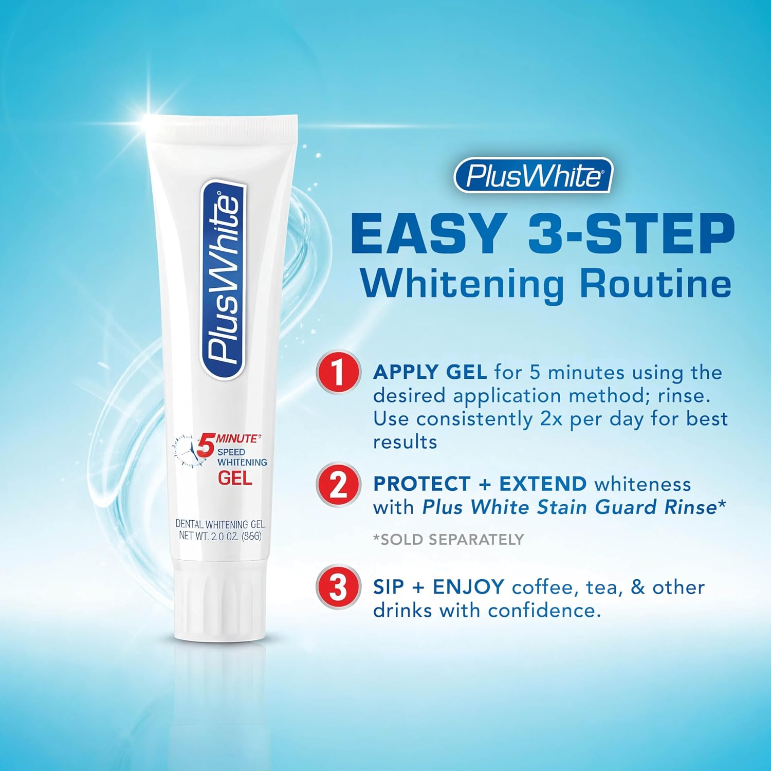 Plus White Speed Whitening Gel, 5 MinuteTeeth Whitening (2 oz) | Professional Grade, Dentist Approved Hydrogen Peroxide Ingredient, Removes Stains Fast, At Home Teeth Whitening Gel Treatment