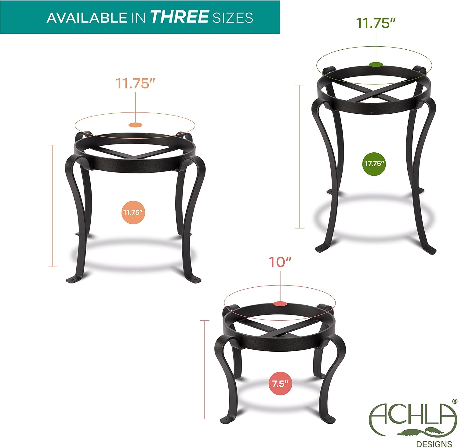 Achla Designs Patio Flower Pot Plant Stand, 18-in H Black