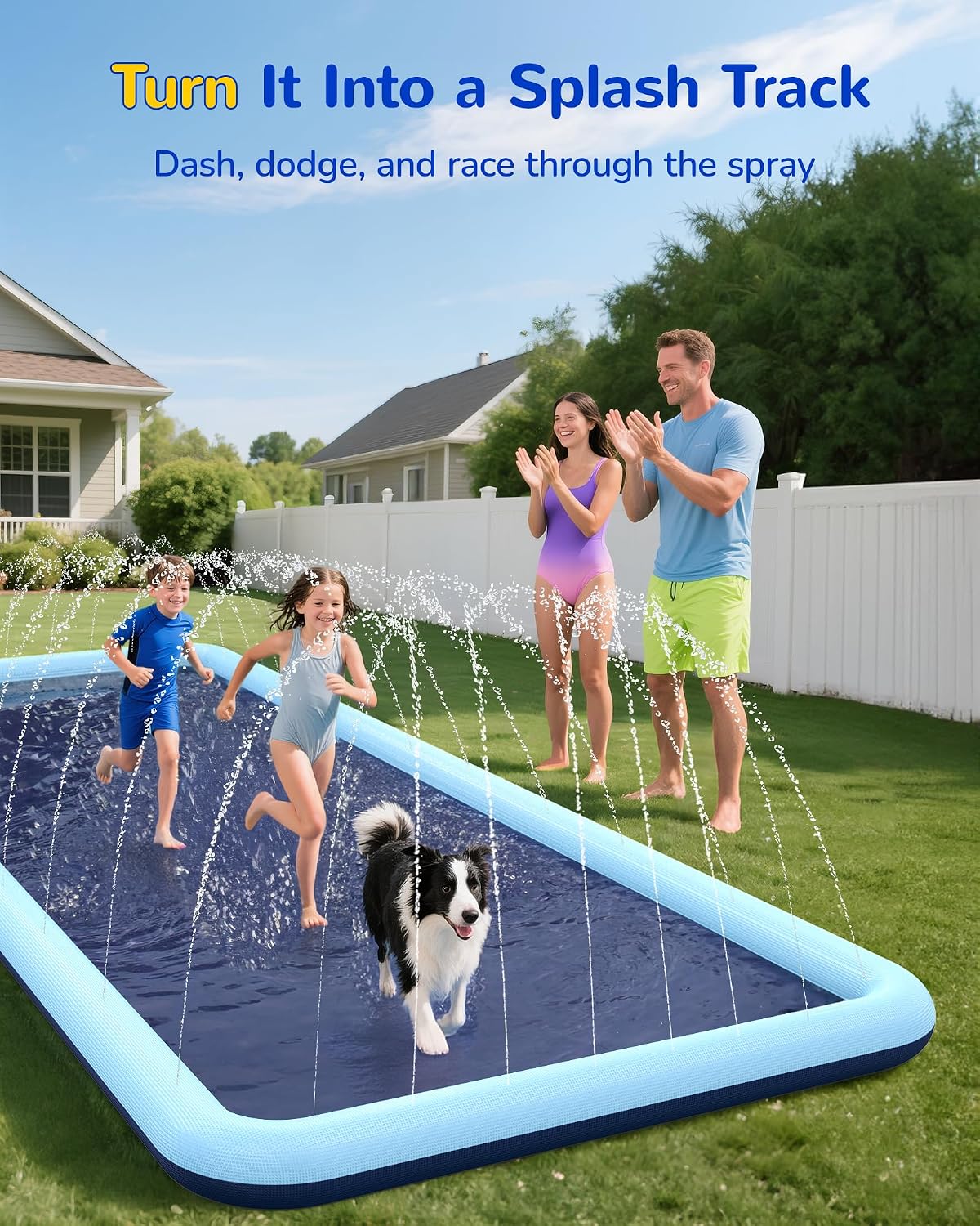 VISTOP 67" Non-Slip Splash Pad for Kids and Dogs, Thickened Sprinkler Pool for Toddlers, Outdoor Backyard Water Toys, Fun Fountain Play Mat for Babies
