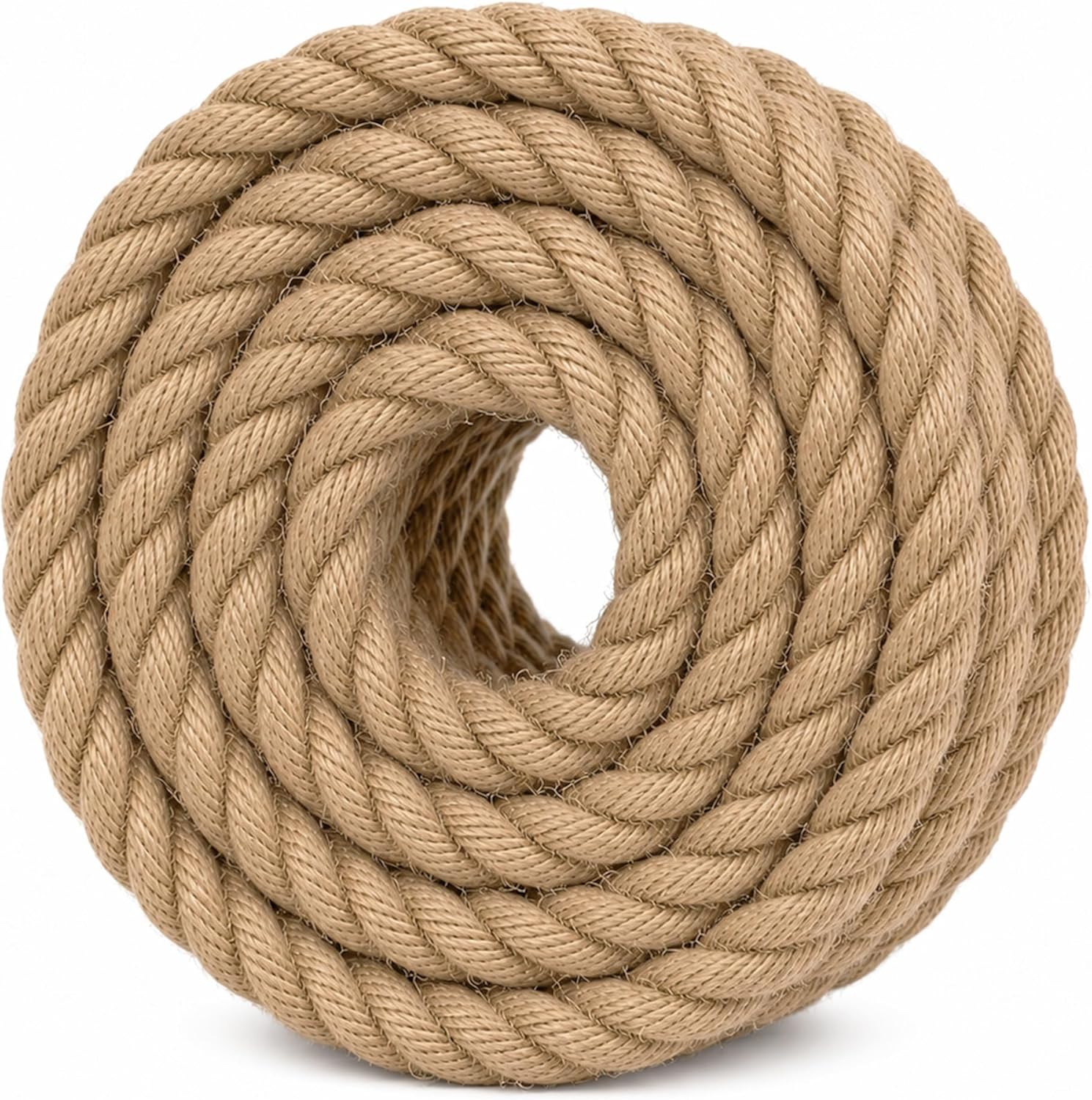 Twisted Manila Jute Rope (1 Inch x 10 Feet) Natural Thick Hemp Rope for Crafts, Nautical, Railings, Hammock, Decorating
