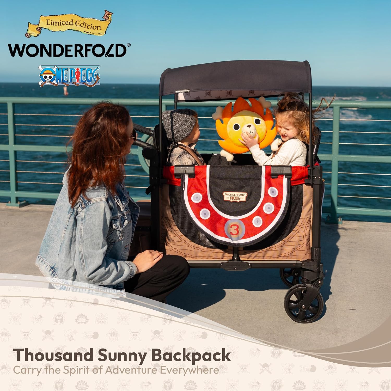 WonderFold W2 Stroller Wagon, Steel Frame, 2 Seater, Black