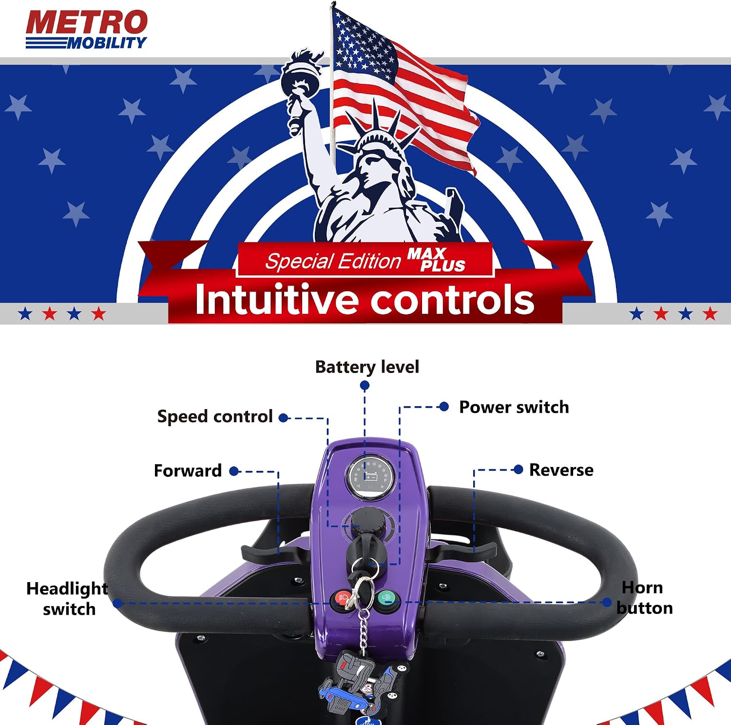 Metro Mobility 4 Wheel Powered Mobility Scooter for Seniors - 300 lbs Capacity Electric Mobility Scooter for Adults - Long Range Power Extended