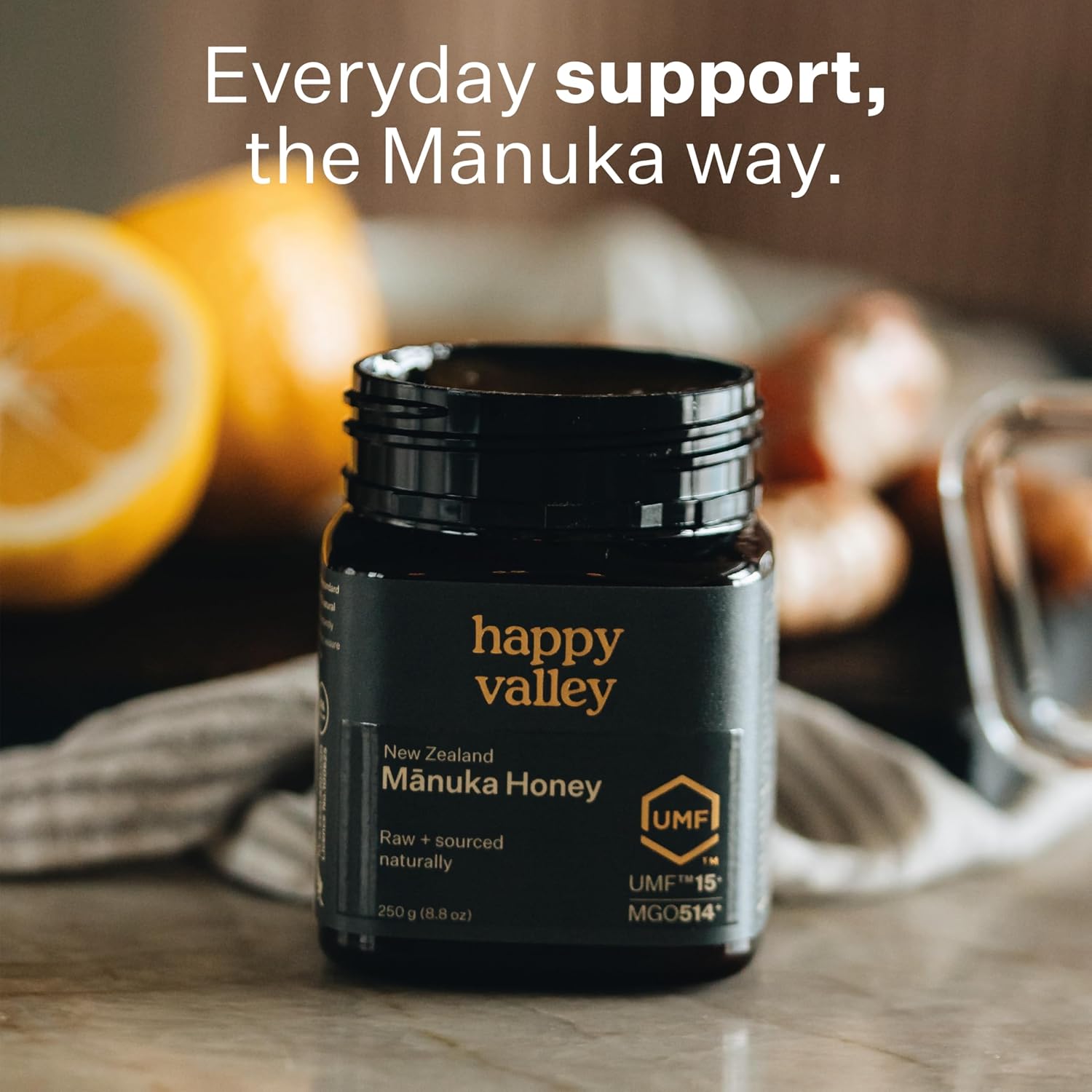 Happy Valley UMF 15+ Mānuka Honey, MGO 514+, Raw New Zealand Honey, Superfood for Immune and Digestive Support, UMF Certified, Non-GMO