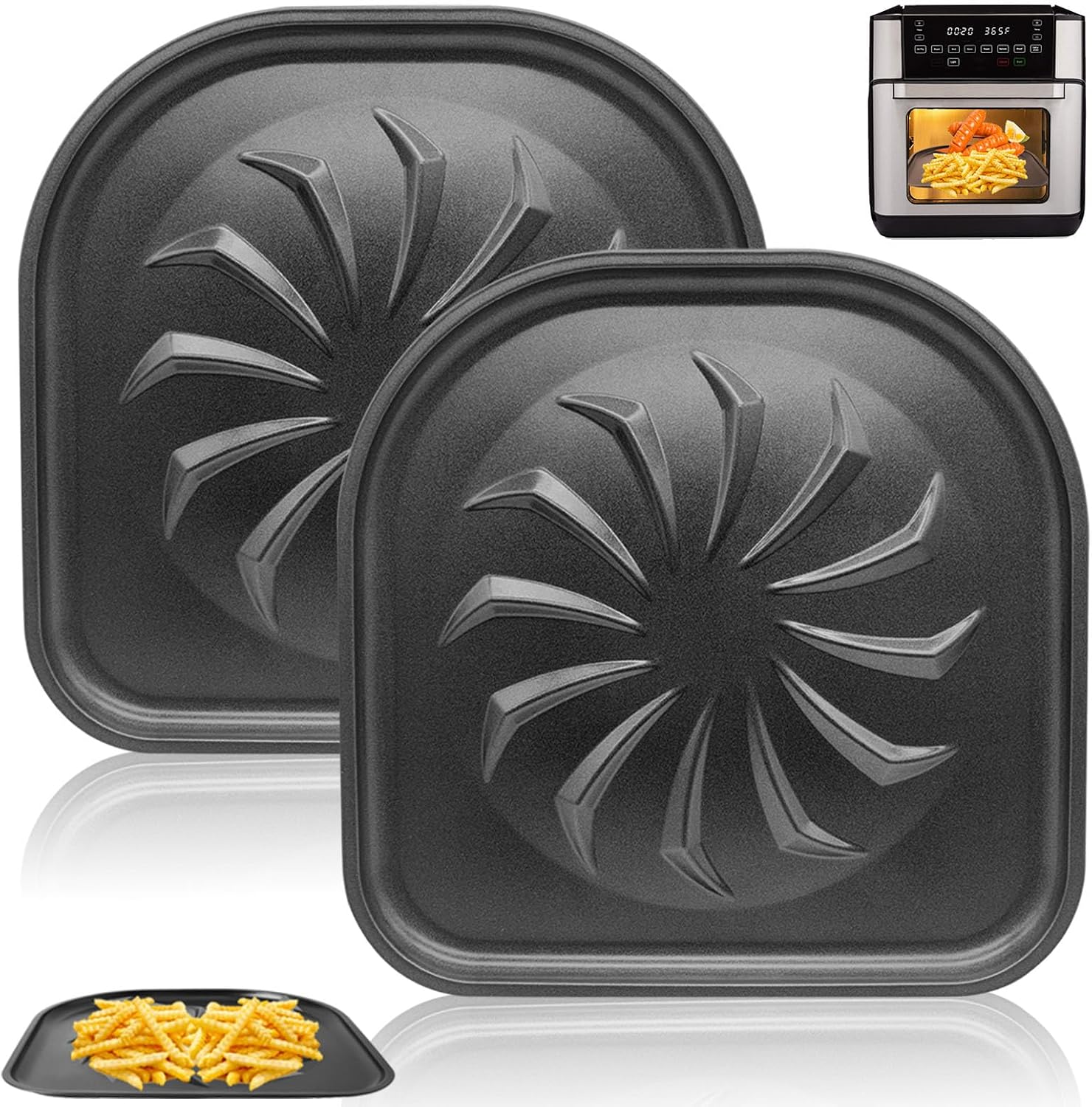 GCQ 2 PCS Drip Tray for 6QT 10QT PowerXL Vortex Air Fryer Pro Oven, Air Fryer Replacement Parts Accessories for PowerXL Air Fryers, Non-Stick Drip Pan