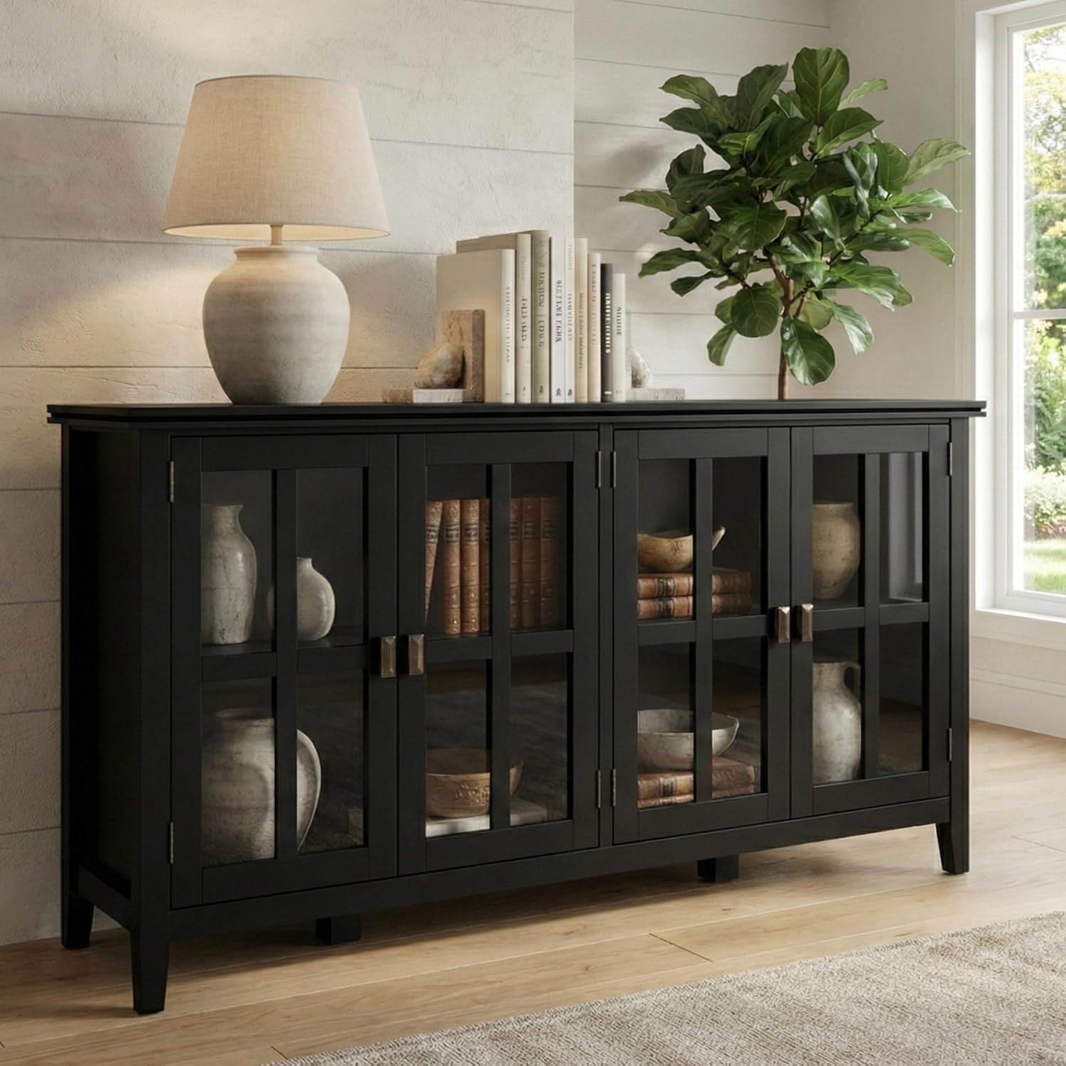SIMPLIHOME Artisan 30" Wide Solid Wood Cabinet in Russet Brown
