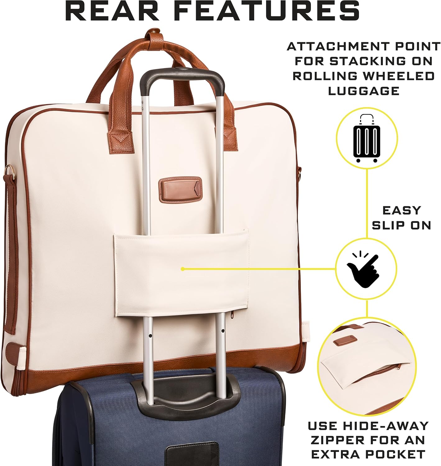 Premium Suit Garment Bag Carry On - Hangs 4 Suits - Travel & Business with Shoulder Strap and Laptop Compartment