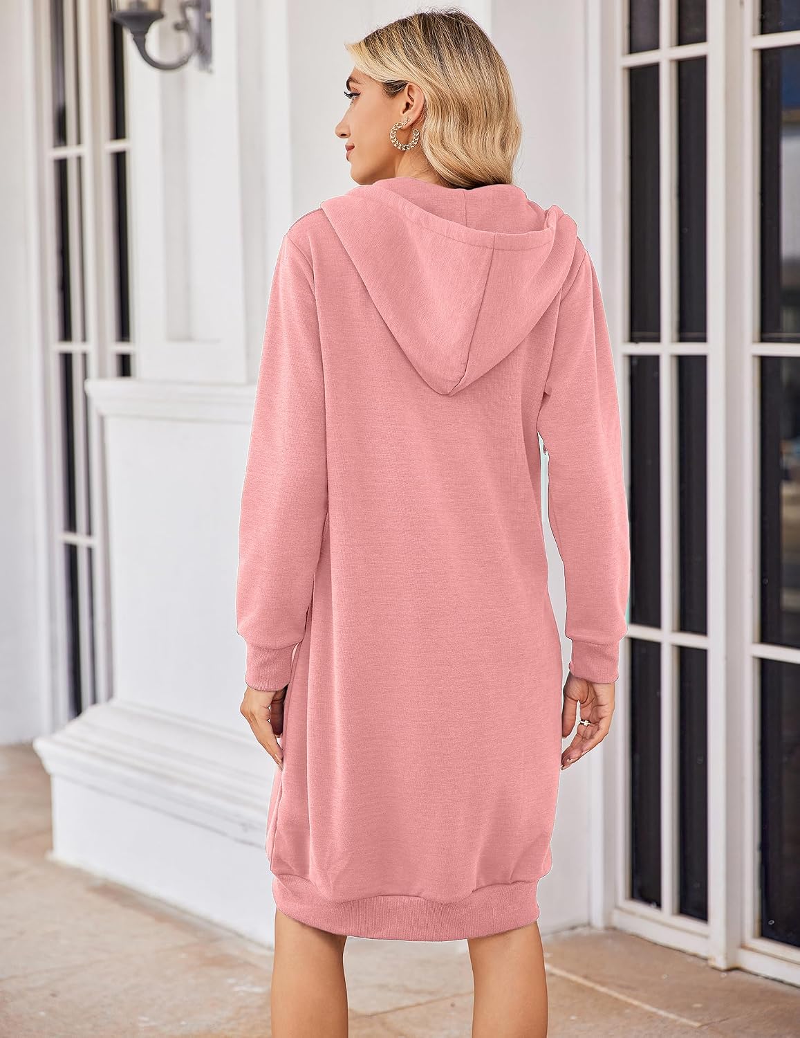 ELESOL Women Casual Zip up Fleece Hoodies Tunic Sweatshirt Long Jacket