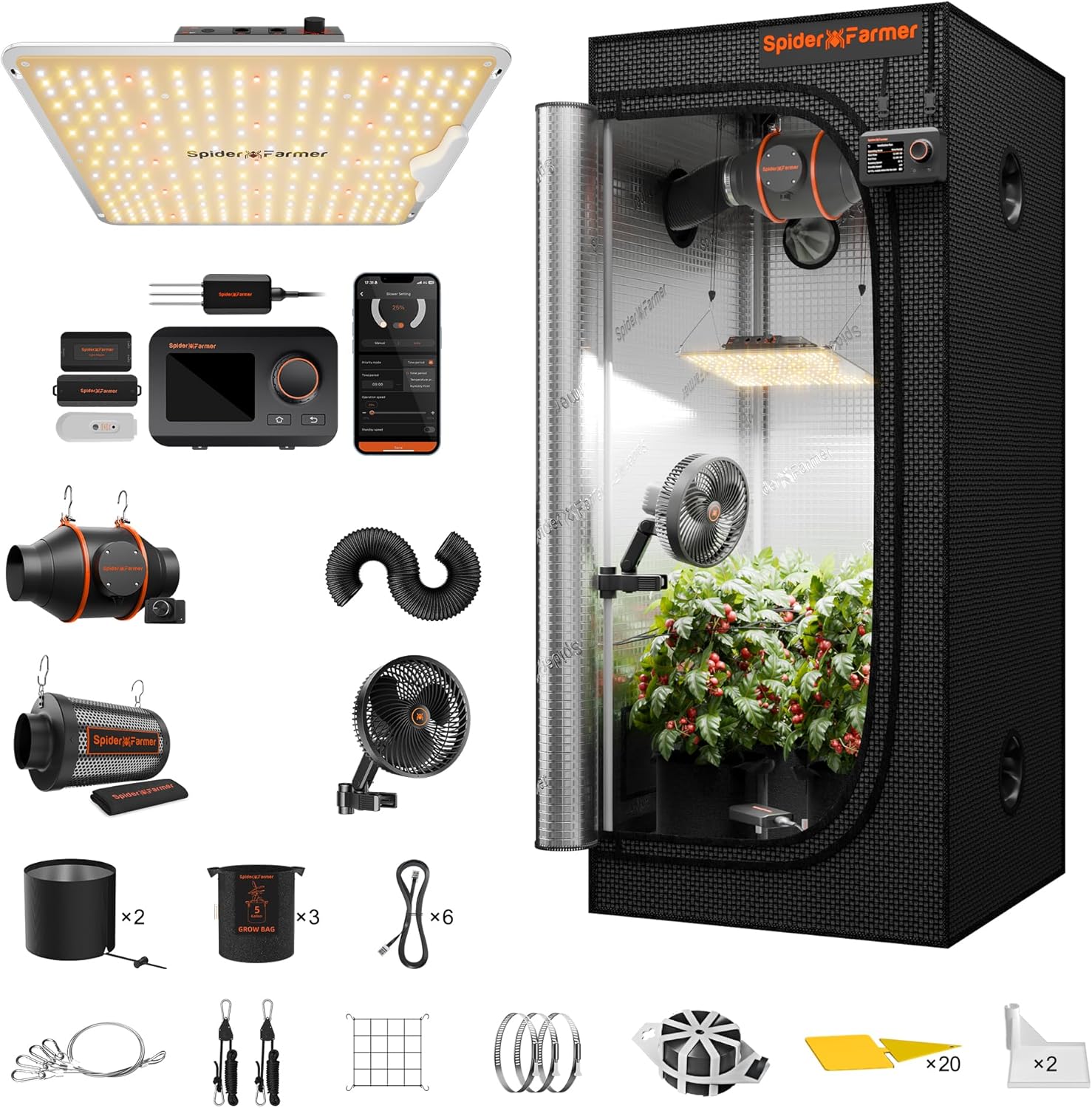 Spider Farmer 2x2ft Grow Tent Kit with GGS Controller Automatic Grow System