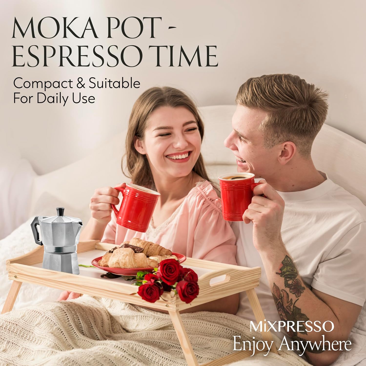 Mixpresso 3 Cup Moka Pot Stovetop Espresso Maker, Italian Cuban Coffee Pot