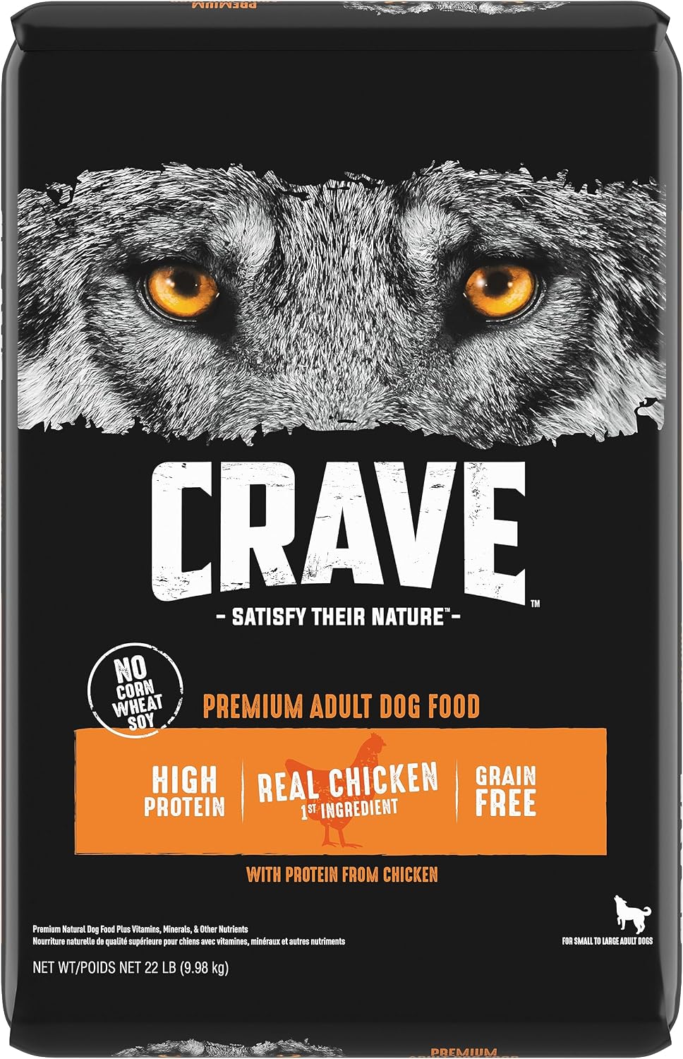 CRAVE Grain Free High Protein Natural Adult Dry Dog Food, Chicken, 4 lb | 34% protein, real animal protein, no by-product meal, no corn, wheat, soy, no artificial flavors, energy support