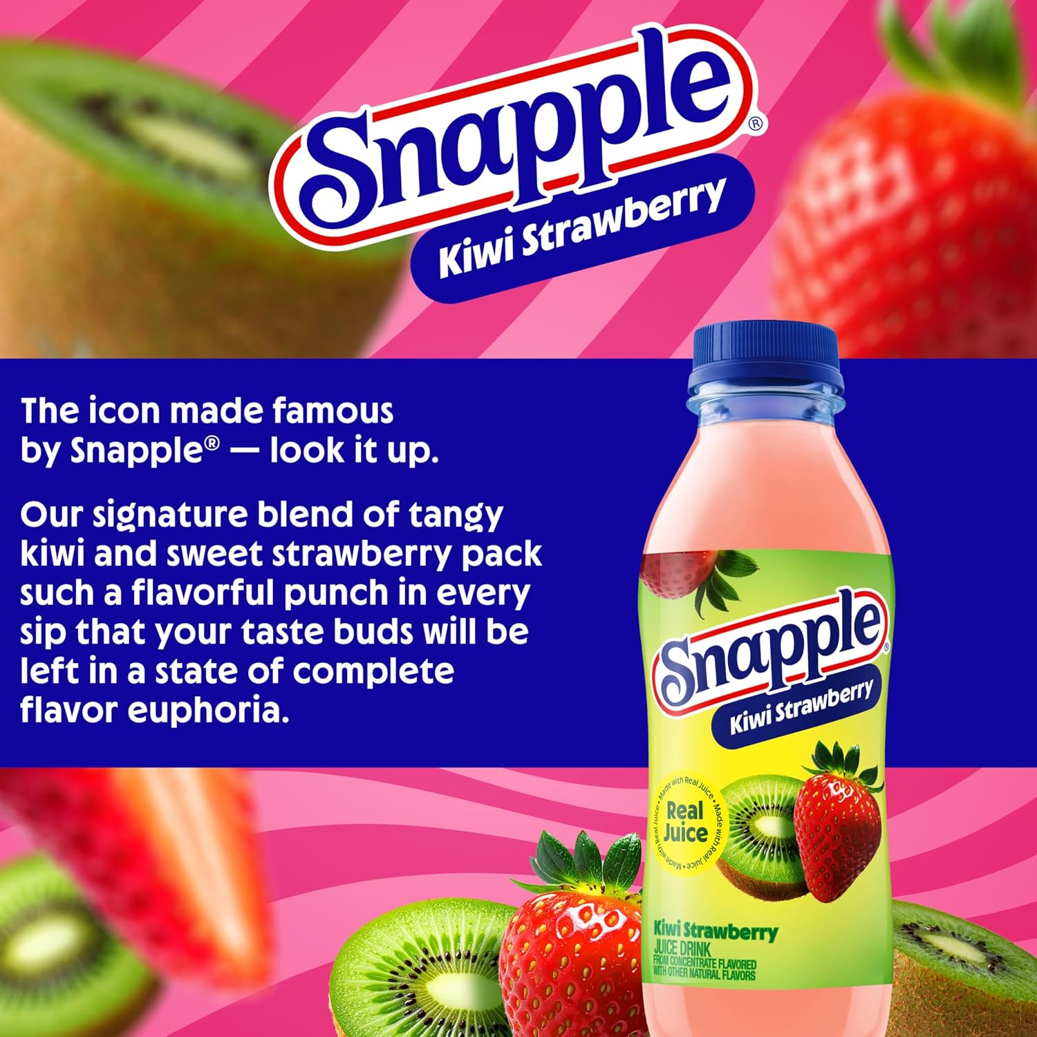 Snapple Apple Juice Drink, 16 Fl Oz Recycled Plastic Bottle, All Natural, No Artificial Flavors Or Sweeteners, Gluten-free, Contains 10% Real Juice 12 Pack
