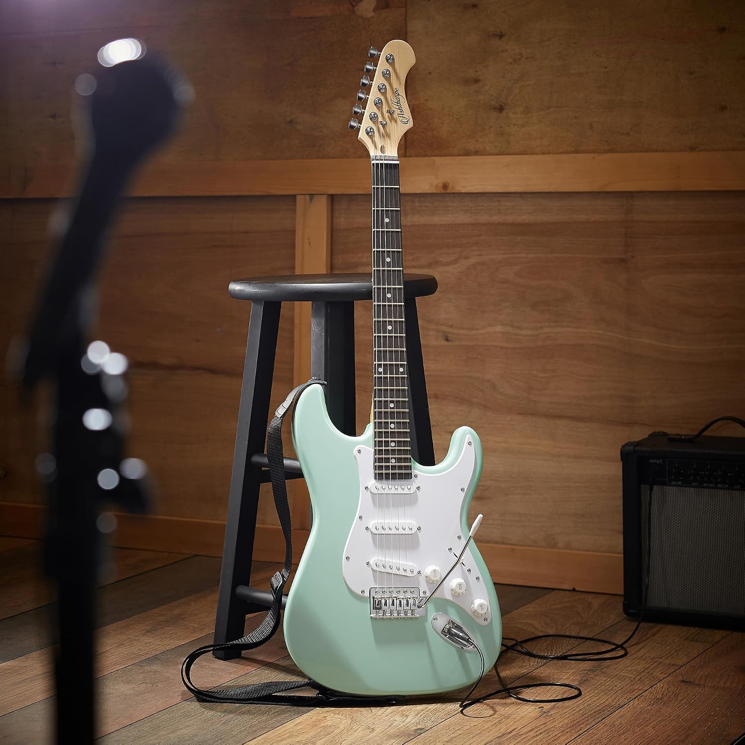 Ashthorpe 39-Inch Electric Guitar (Blue-Black), Full-Size Guitar Kit with Padded Gig Bag, Tremolo Bar, Strap, Strings, Cable, Cloth, Picks