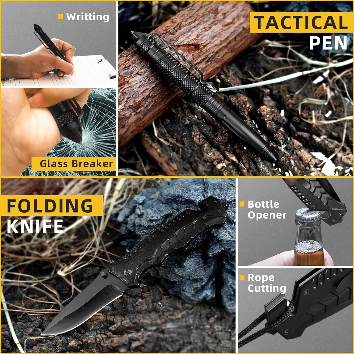 Survival Kit 14 in 1, Gifts for Men Dad Husband, Emergency Survival Gear and Equipment, Anniversary Birthday Gifts for Him Boyfriend, Hunting Fishing Camping Accessories