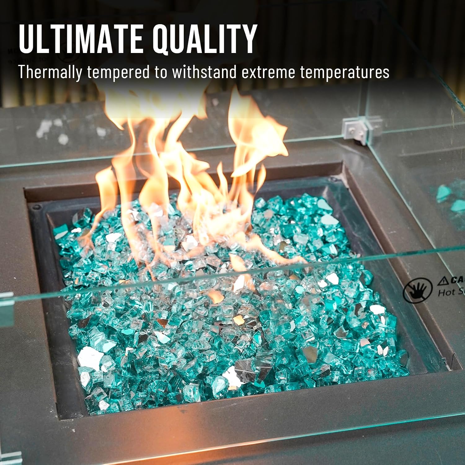 Skyflame Aqua Blue Fire Pit Glass for Propane Gas Fireplace, 10LB