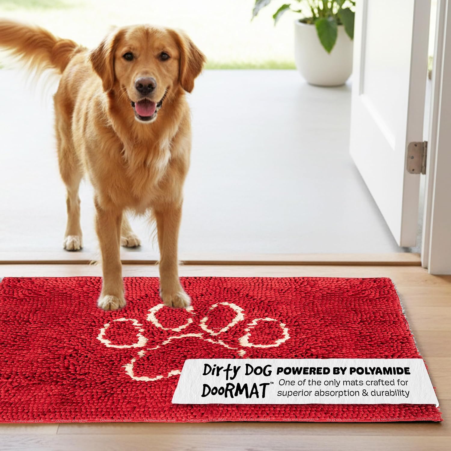 Dog Gone Smart Dirty Dog Doormat - Fast Drying Rug with Super Gripper Backing for Clean Floors - Super Absorbent and Machine Washable Mat for Muddy Paws - Grey