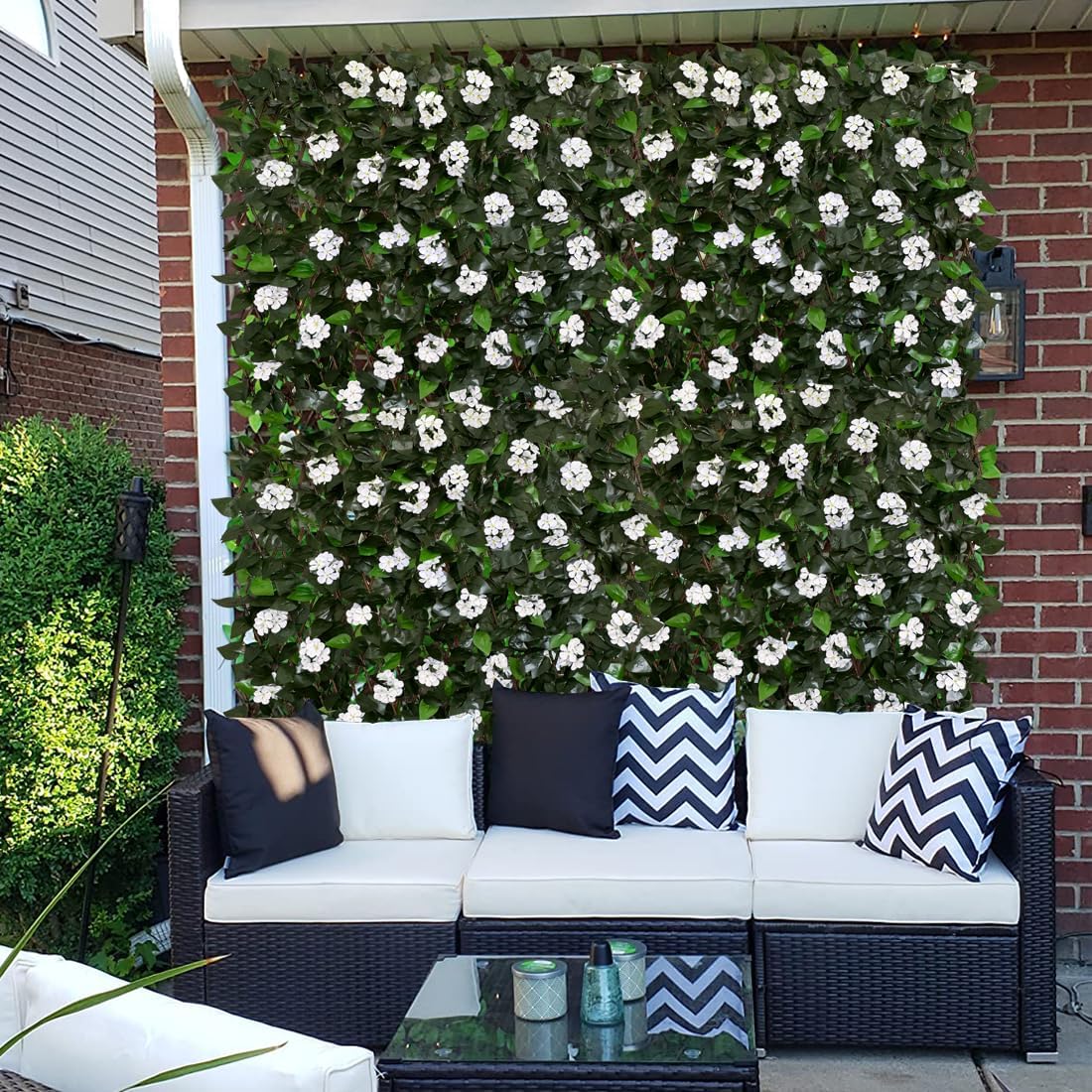 Expandable Fence Privacy Screen for Balcony Patio Outdoor,Decorative Faux Ivy Fencing Panel,Artificial Hedges (Single Sided Leaves)……