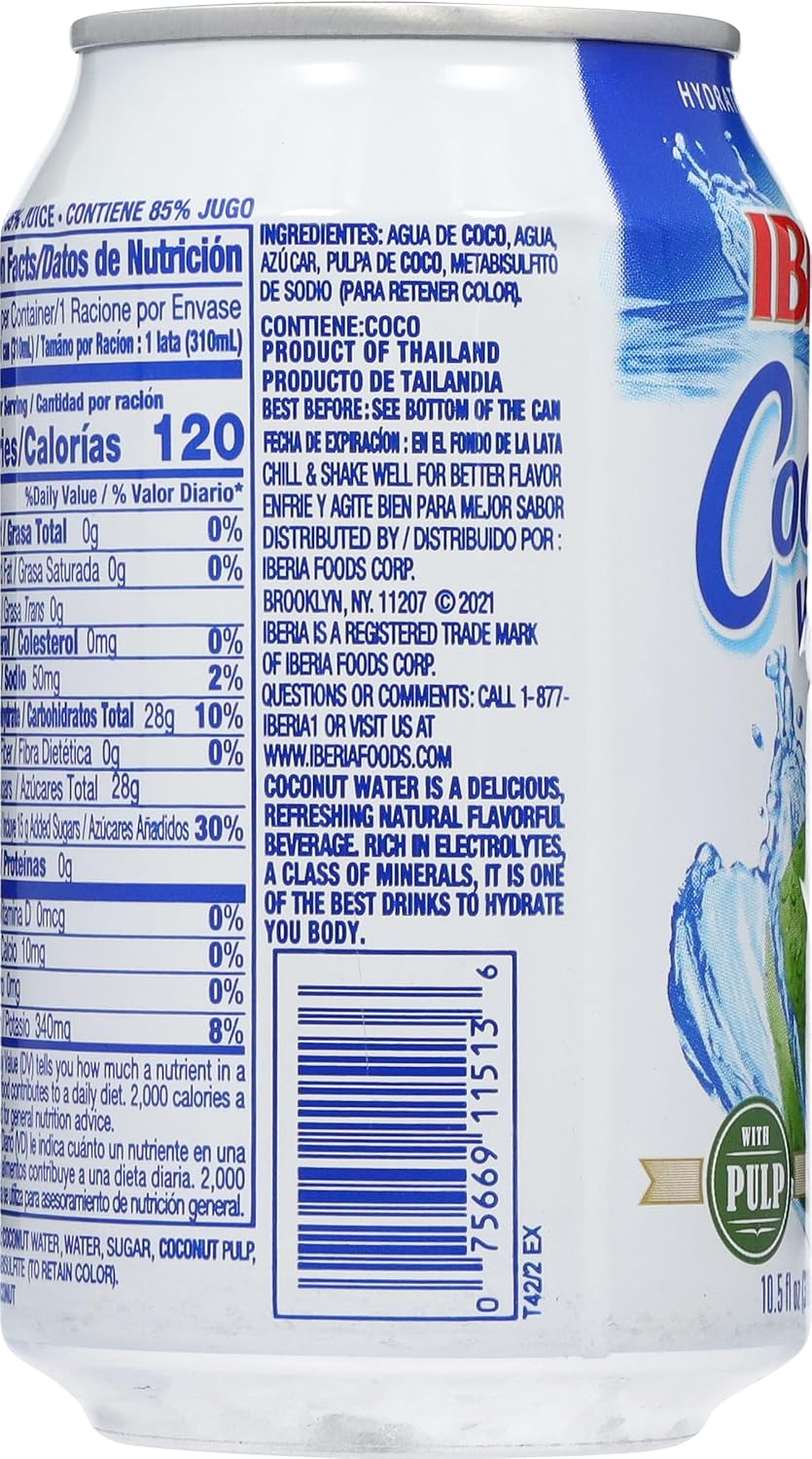 Iberia Coconut Water With Pulp, 10.5 Fl Oz (Pack of 24)