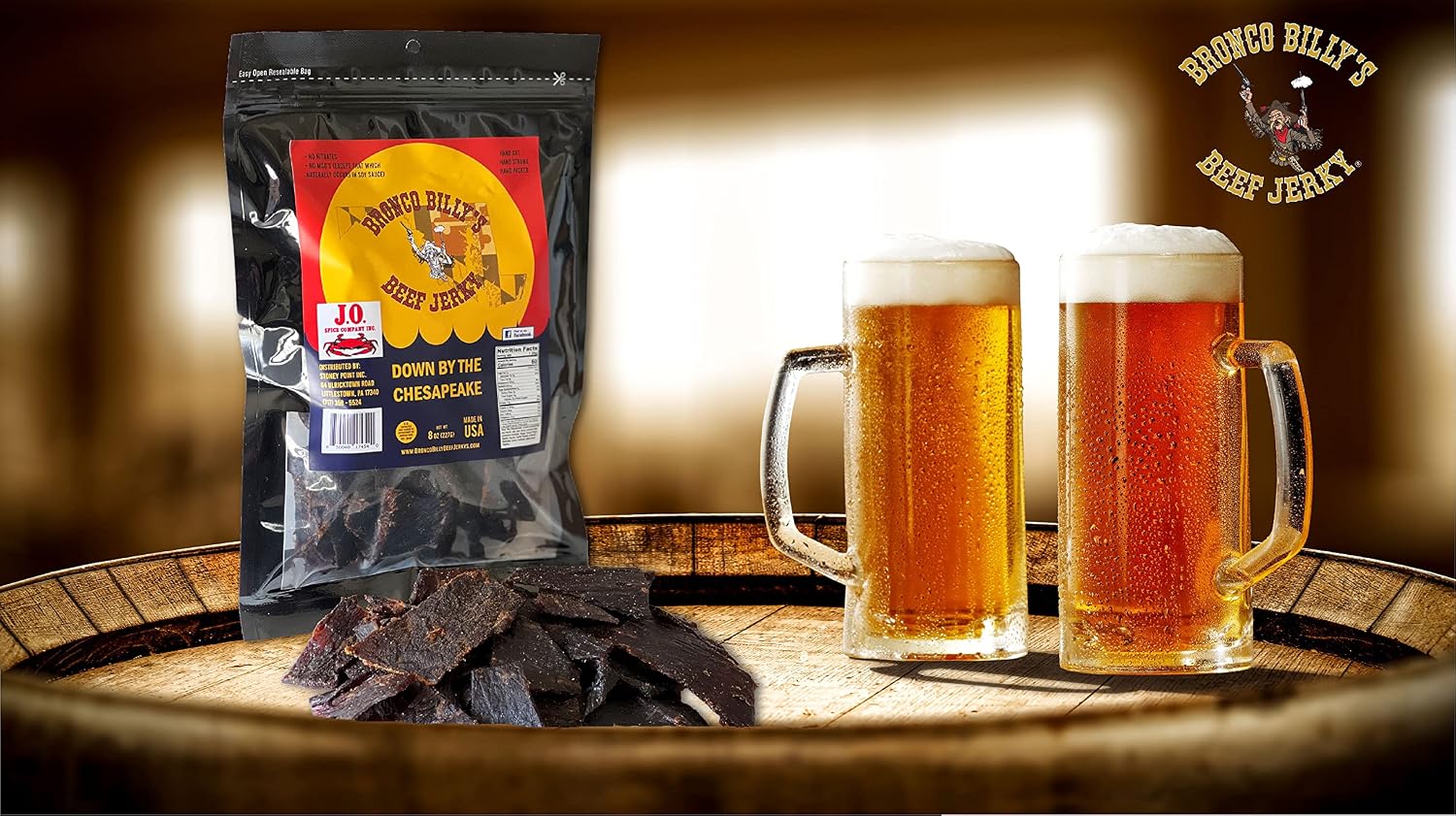 Bronco Billy's Beef Jerky Hickory Smoked Old Country Half Pound Resealable Bag