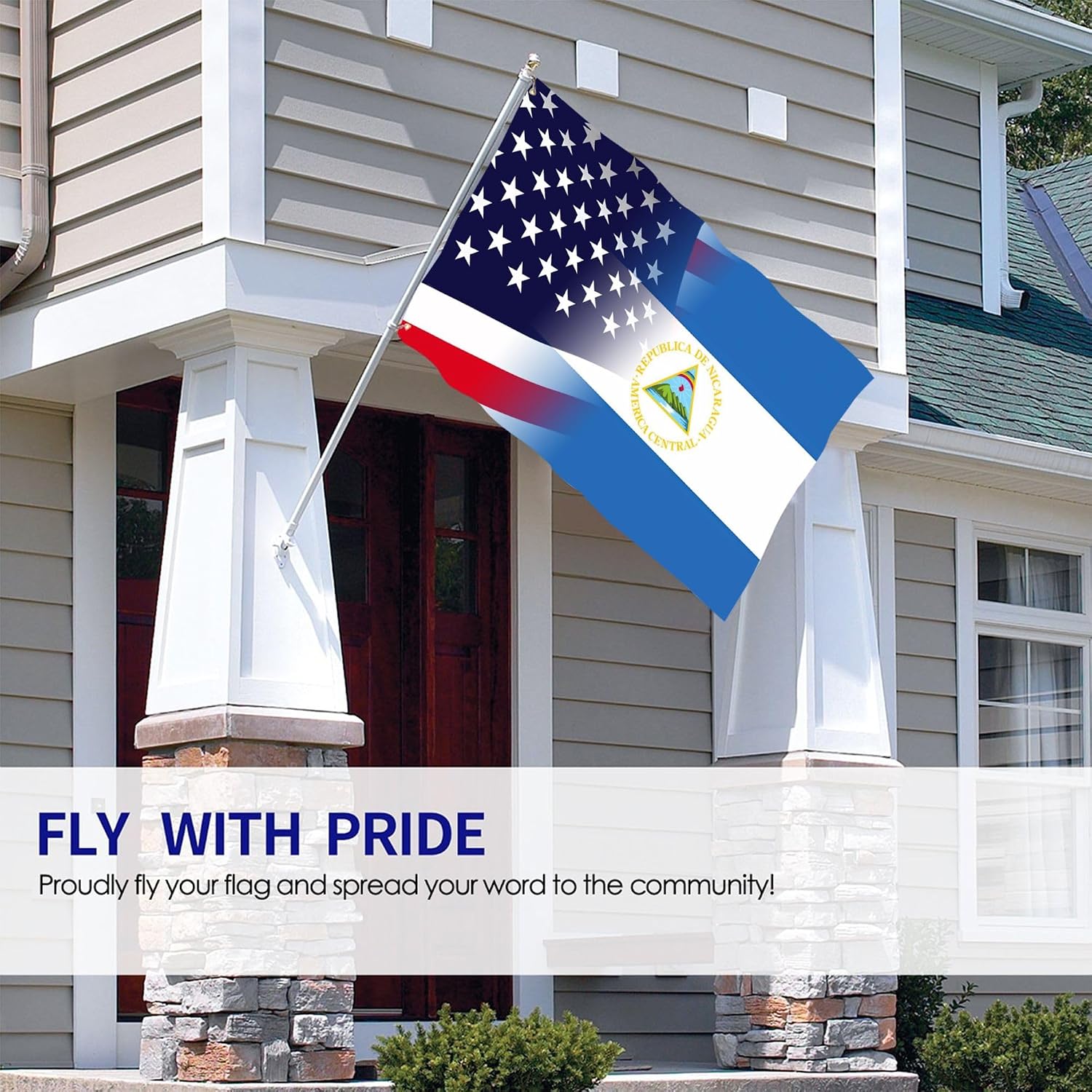 Nicaragua Nicaraguan And American Flag America USA 3x5 Ft Patriotic Banner Outdoor Indoor Decoration National Flags for Garden Car Yard Outside Decor